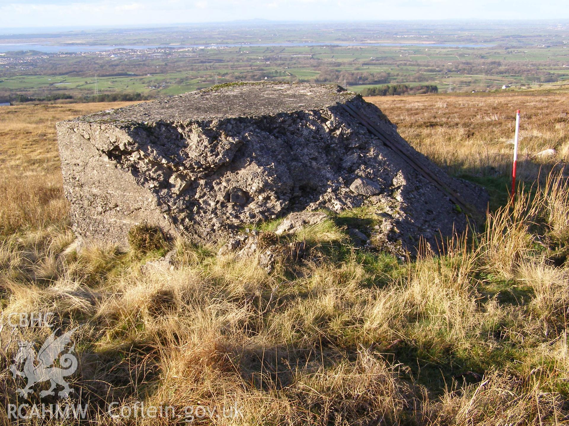 Digital colour photograph of Cefn Du Radio Station, concrete base XXIX taken on 12/10/2007 by P.J. Schofield during the Snowdon North West Upland Survey undertaken by Oxford Archaeology North.
