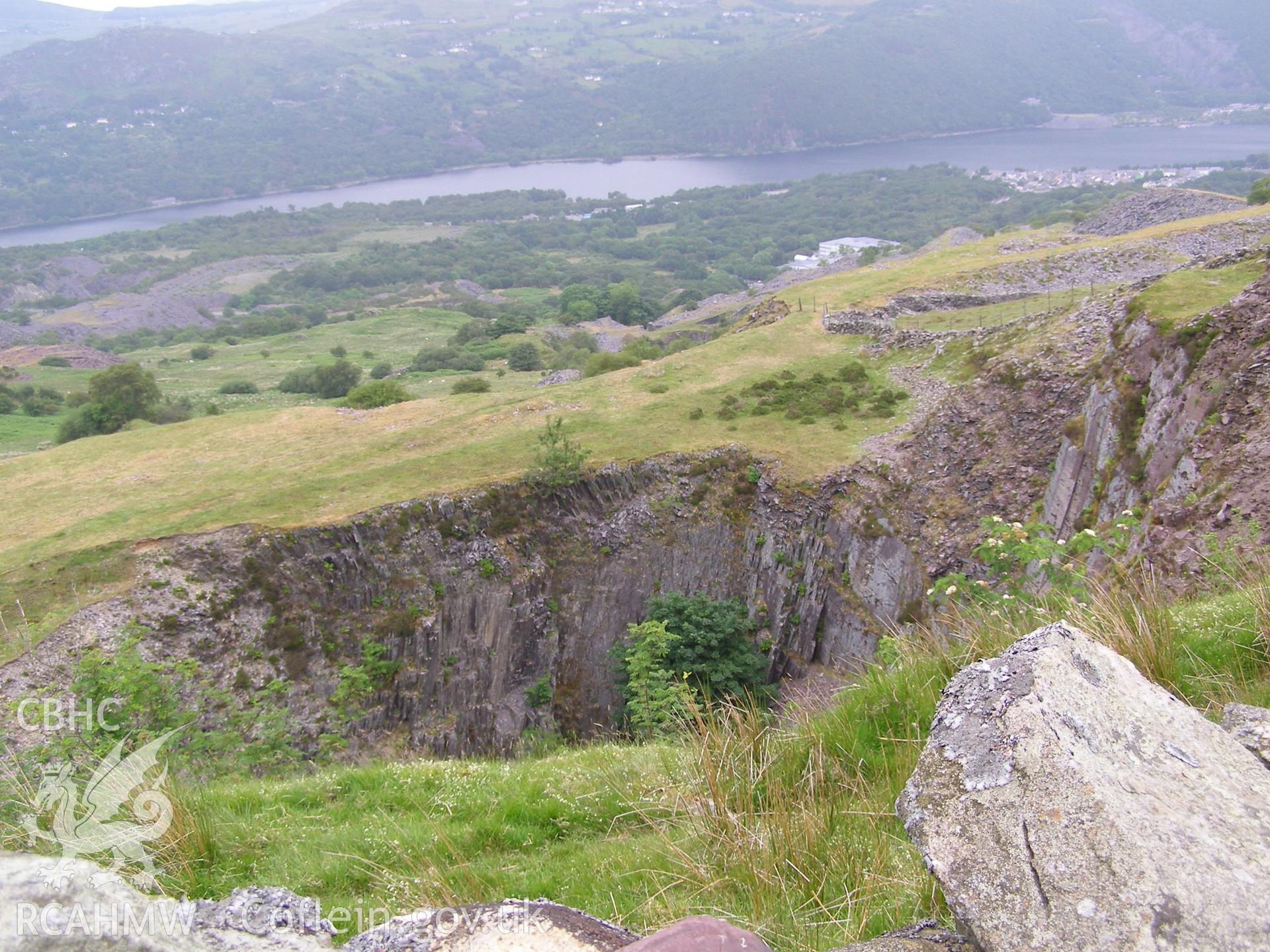 Digital colour photograph of Chwarel Bwlch-y-Groes slate quarry taken on 13/06/2007 by P.J. Schofield during the Snowdon North West Upland Survey undertaken by Oxford Archaeology North.