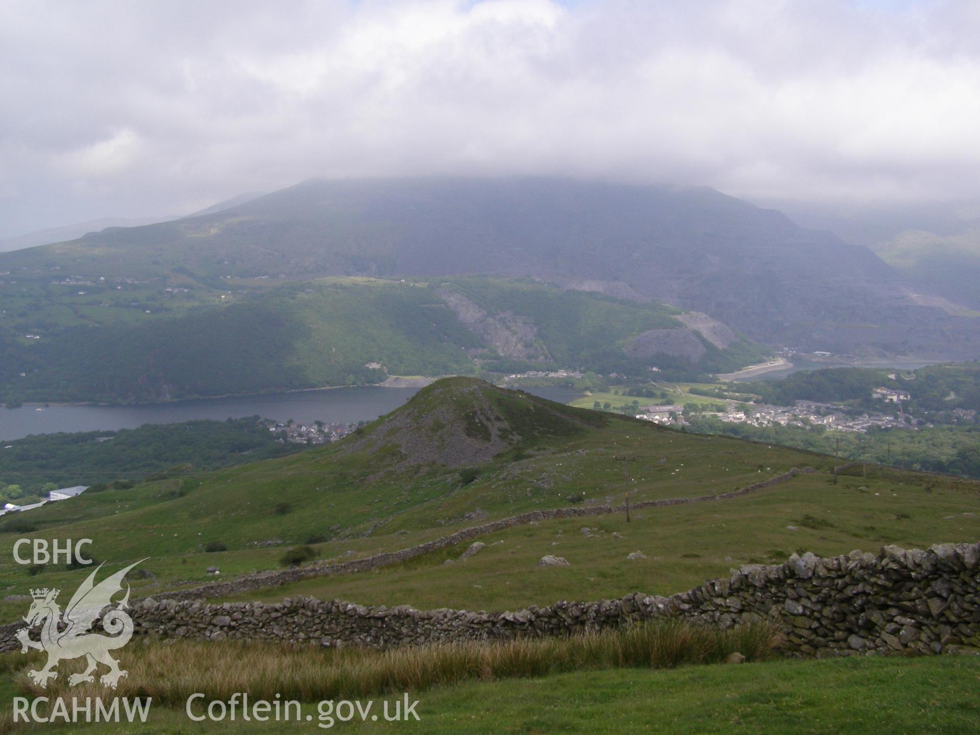 Digital colour photograph of Dinas Ty-Du hillfort taken on 12/06/2007 by P.J. Schofield during the Snowdon North West Upland Survey undertaken by Oxford Archaeology North.