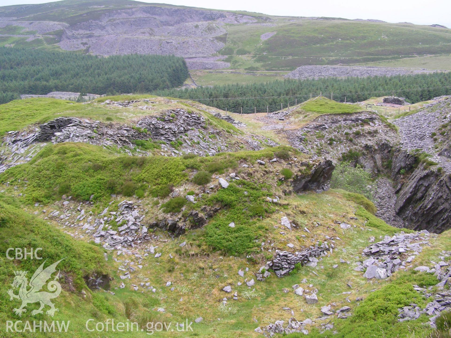 Digital colour photograph of Bryn Mawr slate quarry II taken on 14/06/2007 by P.J. Schofield during the Snowdon North West Upland Survey undertaken by Oxford Archaeology North.