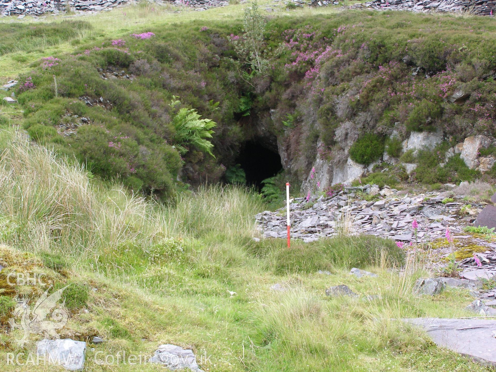 Digital colour photograph of Chwarel Cefn Du tramway tunnel portal taken on 26/06/2007 by P.J. Schofield during the Snowdon North West Upland Survey undertaken by Oxford Archaeology North.