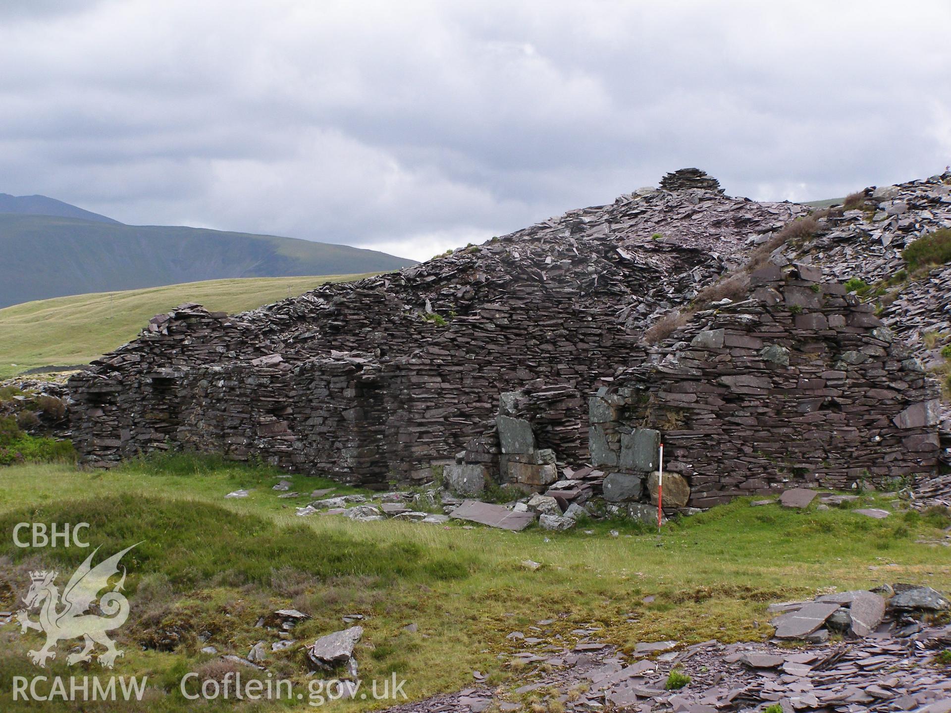 Digital colour photograph of Chwarel Cefn Du quarry buildings VI taken on 27/06/2007 by P.J. Schofield during the Snowdon North West Upland Survey undertaken by Oxford Archaeology North.