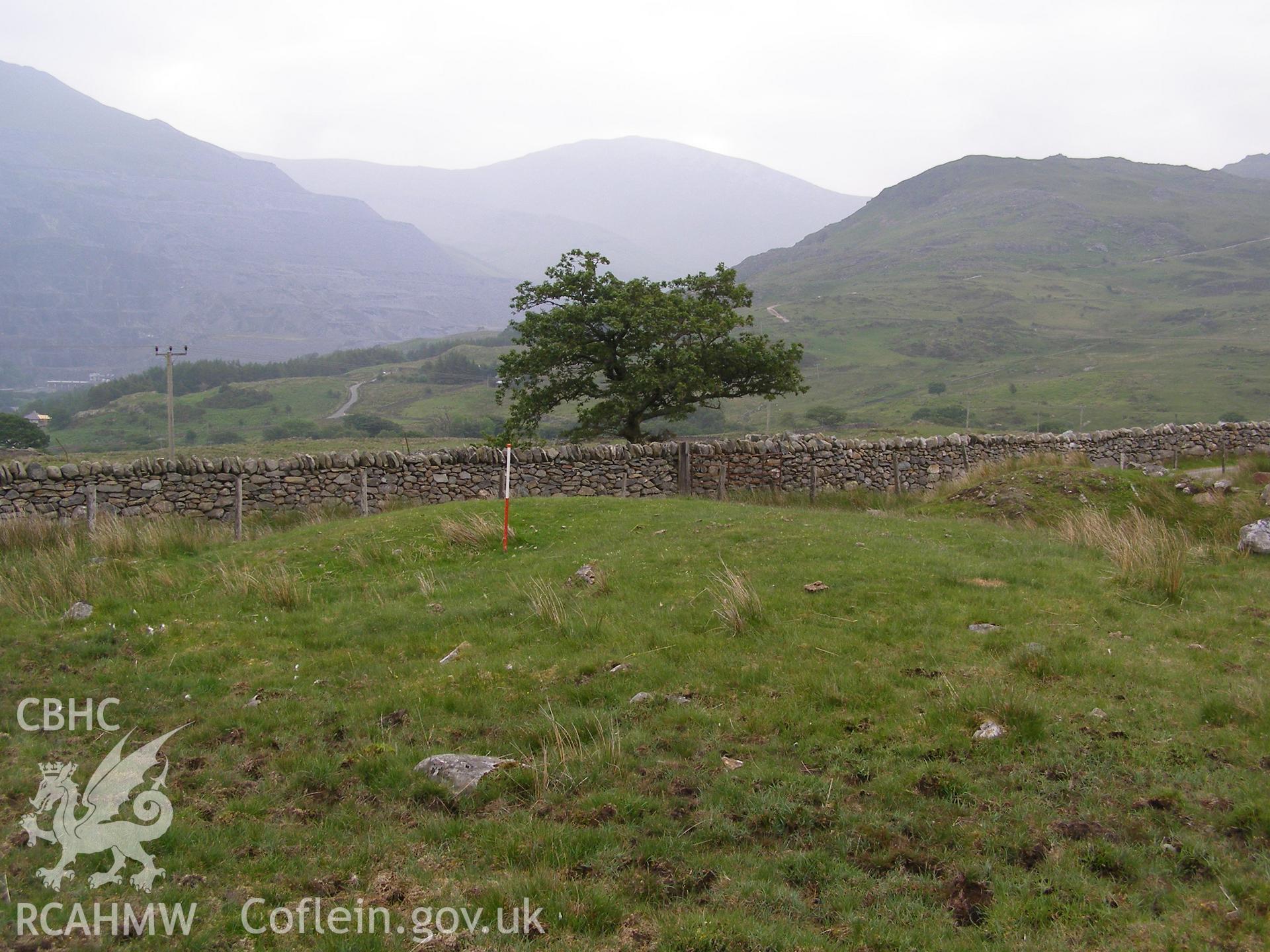 Digital colour photograph of Hafod-Uchaf burnt mound I taken on 08/06/2007 by P.J. Schofield during the Snowdon North West Upland Survey undertaken by Oxford Archaeology North.