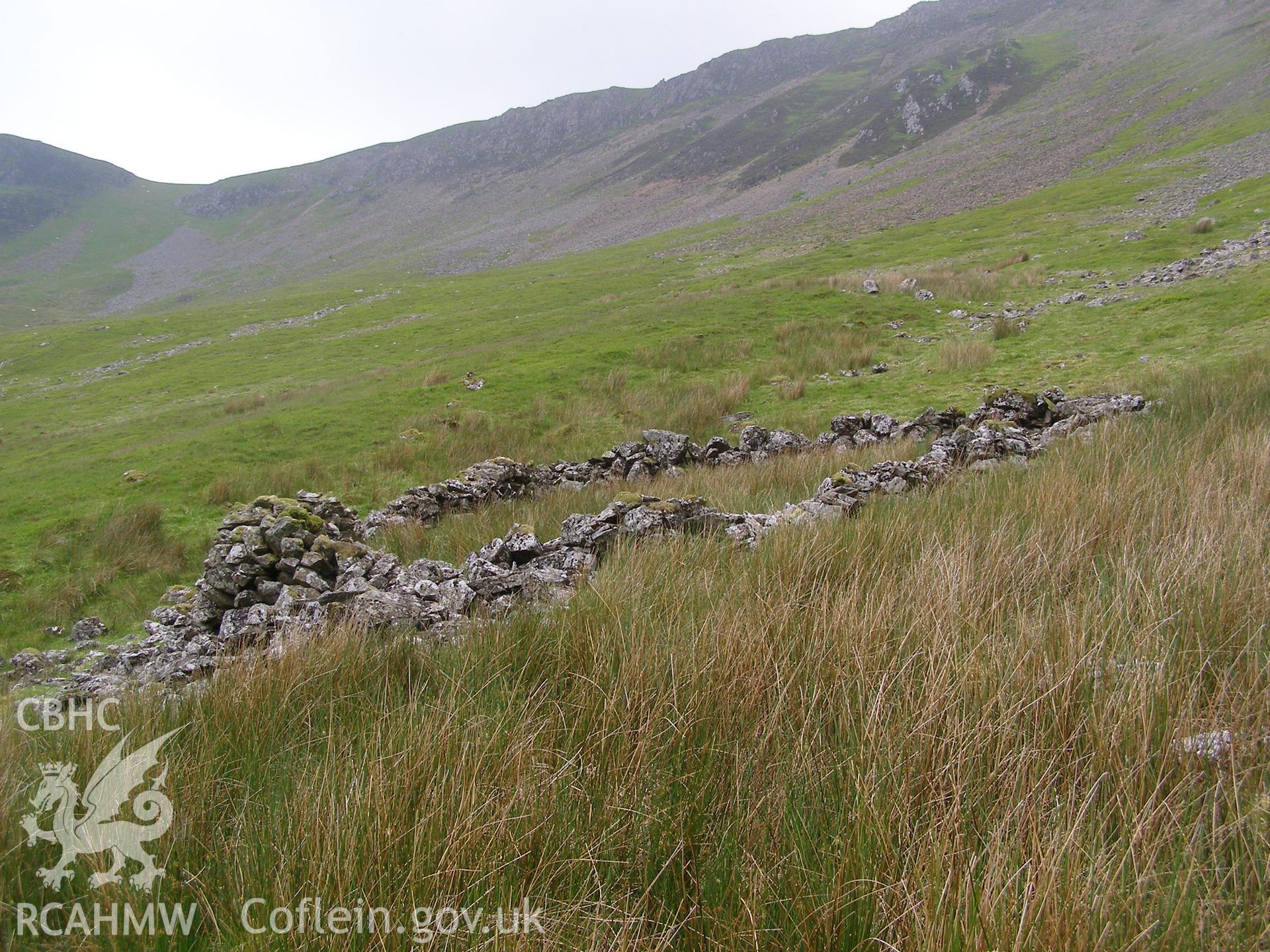 Digital colour photograph of Cwm Dwythwch structure taken on 08/06/2007 by P.J. Schofield during the Snowdon North West Upland Survey undertaken by Oxford Archaeology North.