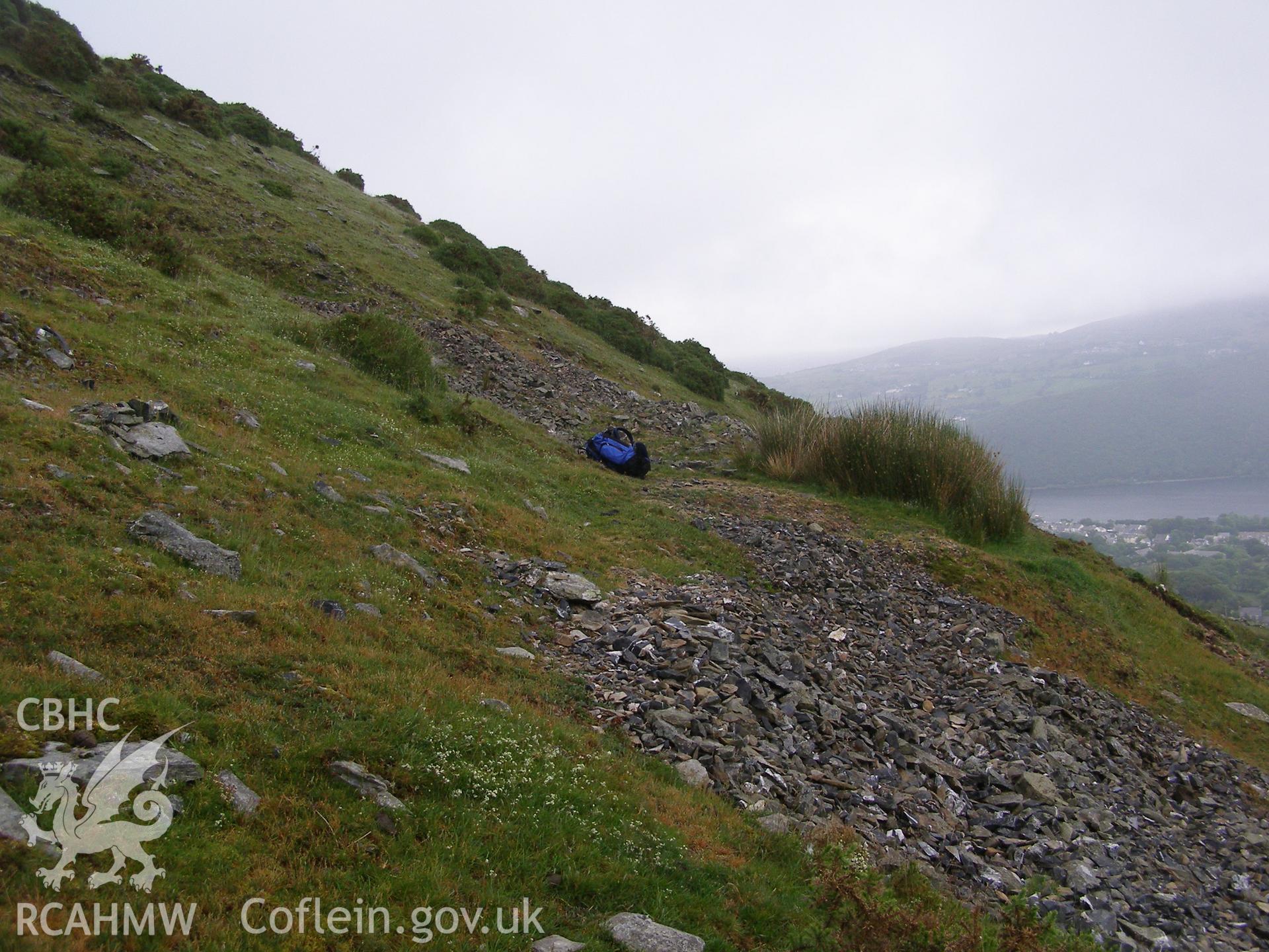 Digital colour photograph of Yr Aelgerth trial mine taken on 12/06/2007 by P.J. Schofield during the Snowdon North West Upland Survey undertaken by Oxford Archaeology North.