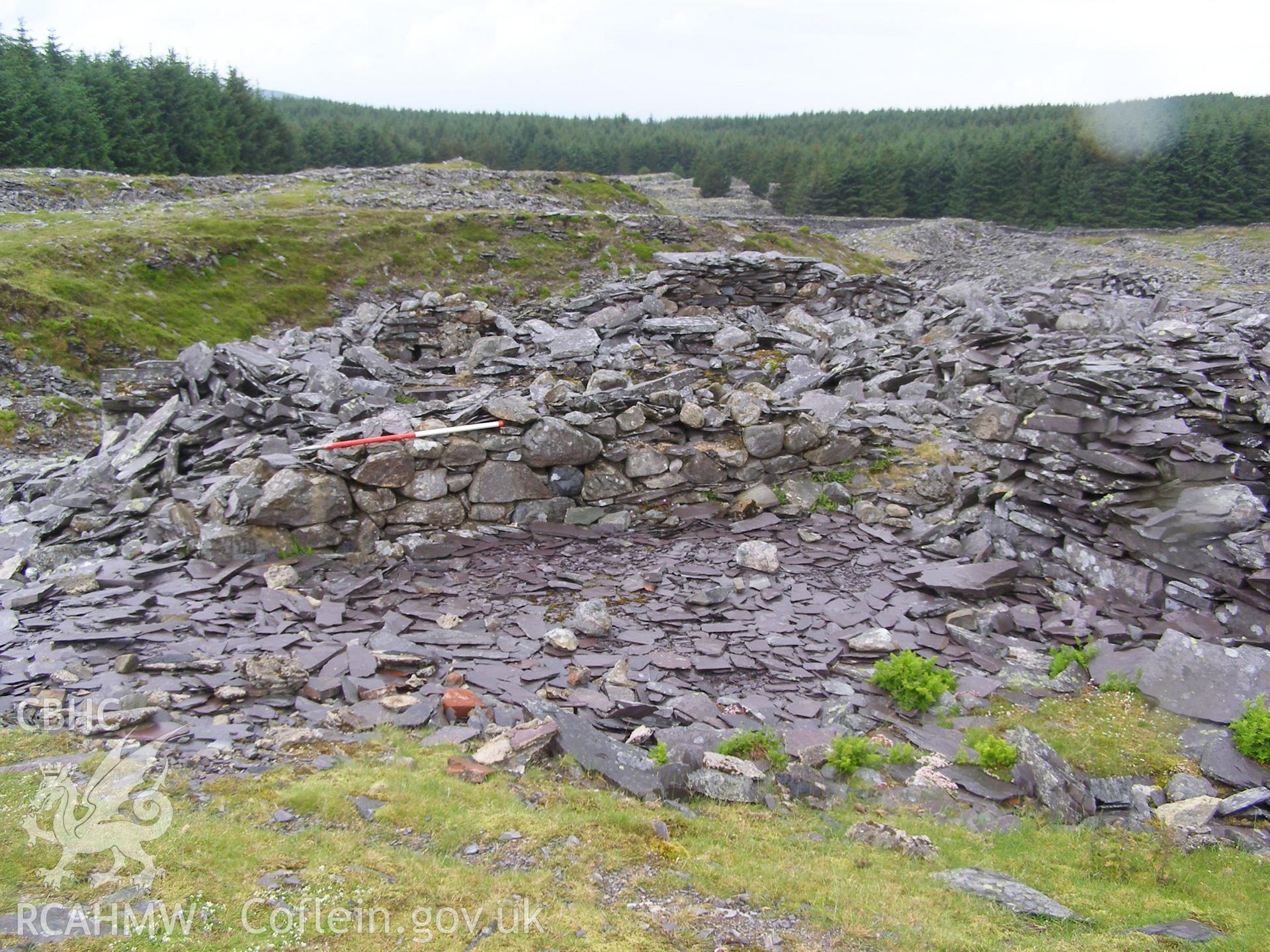 Digital colour photograph of Bryn Mawr slate quarry, quarry building IV taken on 13/06/2007 by P.J. Schofield during the Snowdon North West Upland Survey undertaken by Oxford Archaeology North.