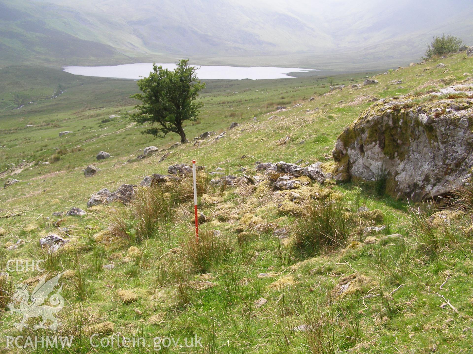 Digital colour photograph of Yr Aelgerth hut circle settlement taken on 08/06/2007 by P.J. Schofield during the Snowdon North West Upland Survey undertaken by Oxford Archaeology North.