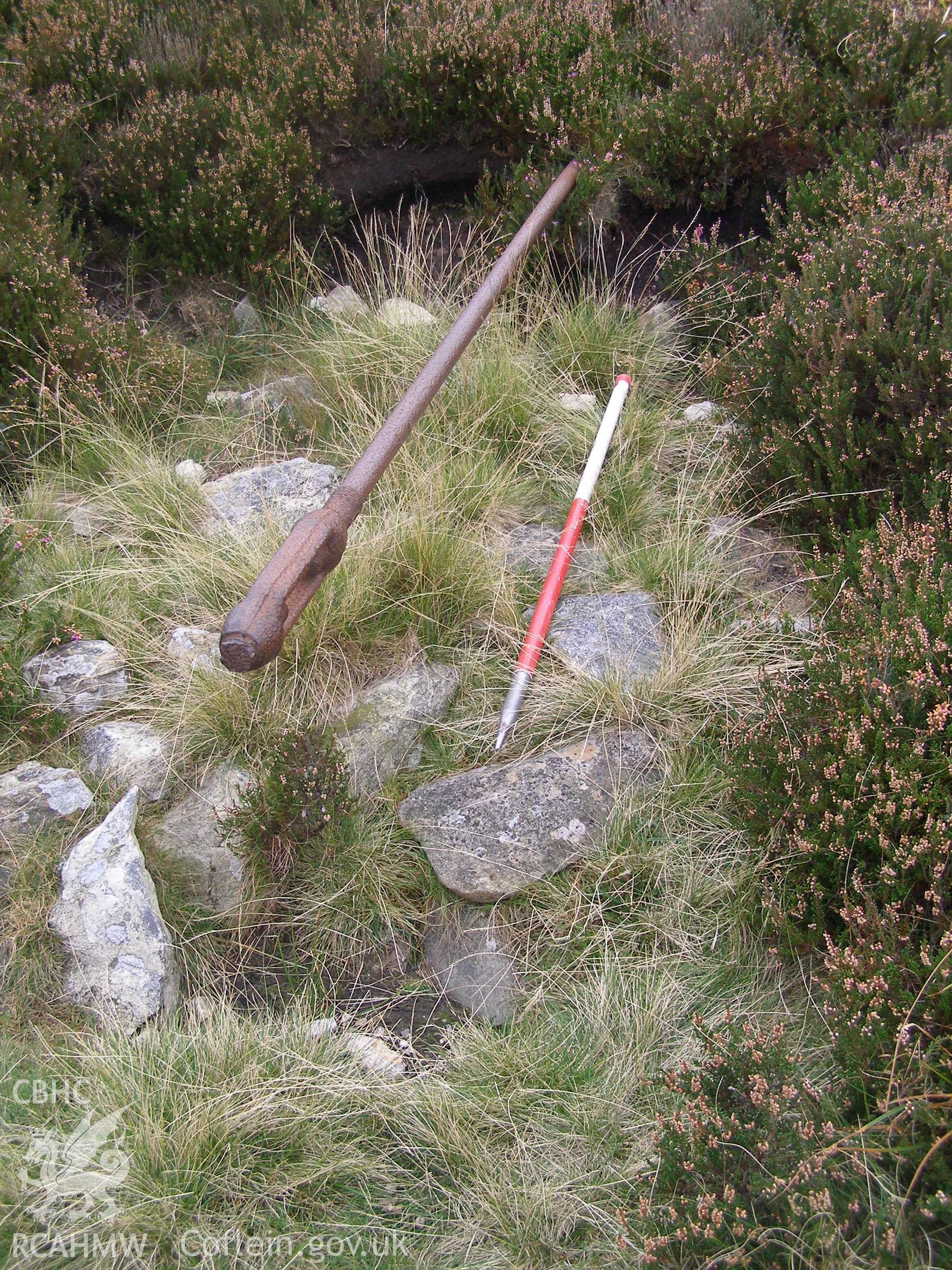 Digital colour photograph of Cefn Du Radio Station, cable taken on 08/10/2007 by P.J. Schofield during the Snowdon North West Upland Survey undertaken by Oxford Archaeology North.