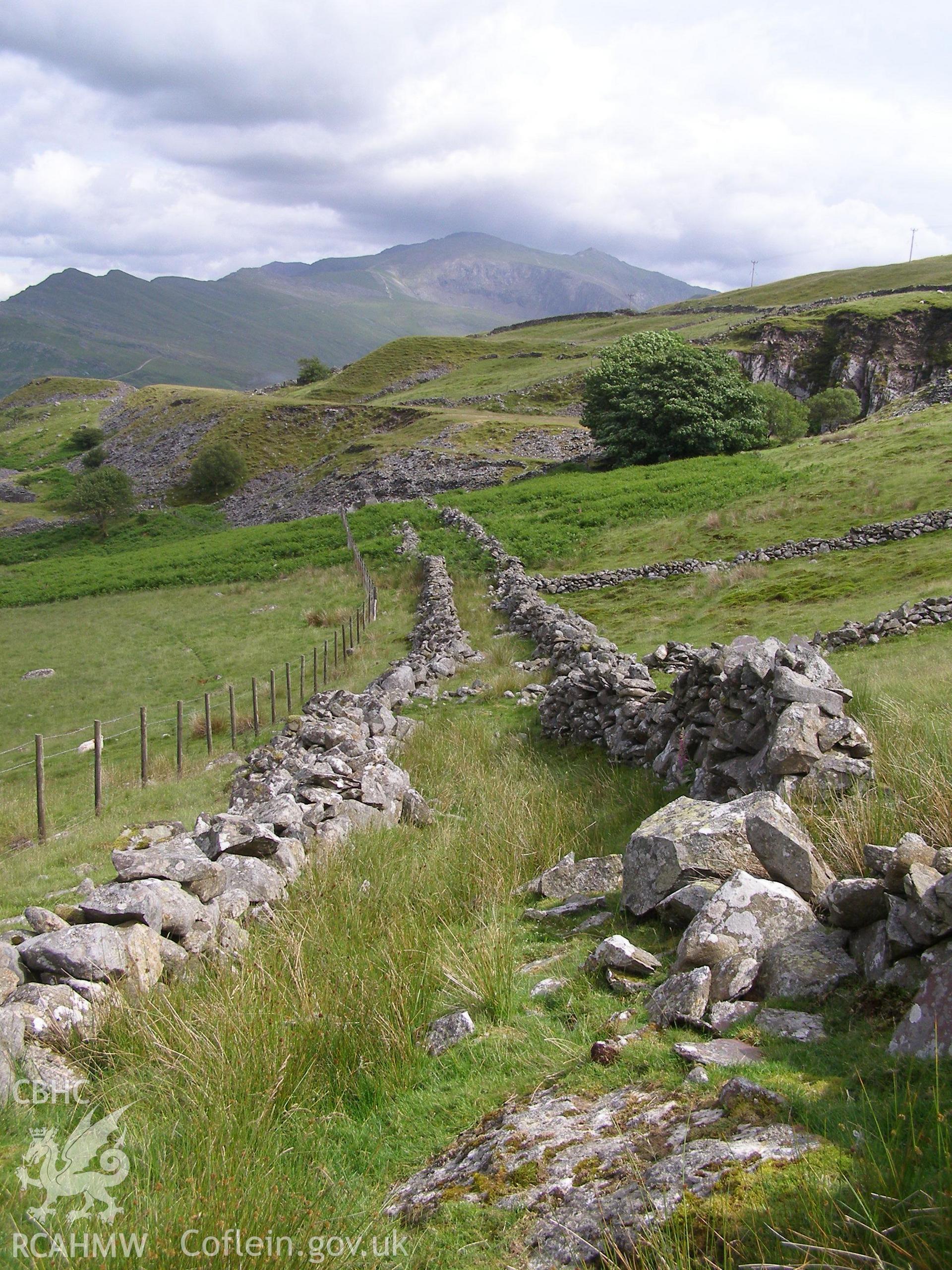 Digital colour photograph of Chwarel Bwlch-y-Groes slate quarry taken on 26/06/2007 by P.J. Schofield during the Snowdon North West Upland Survey undertaken by Oxford Archaeology North.