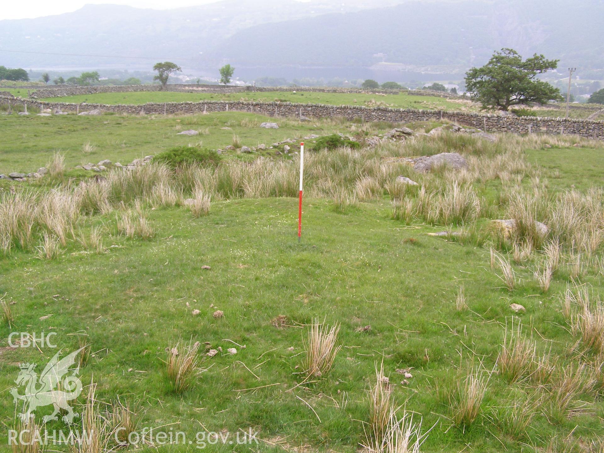 Digital colour photograph of Hafod-Uchaf burnt mound II taken on 08/06/2007 by P.J. Schofield during the Snowdon North West Upland Survey undertaken by Oxford Archaeology North.