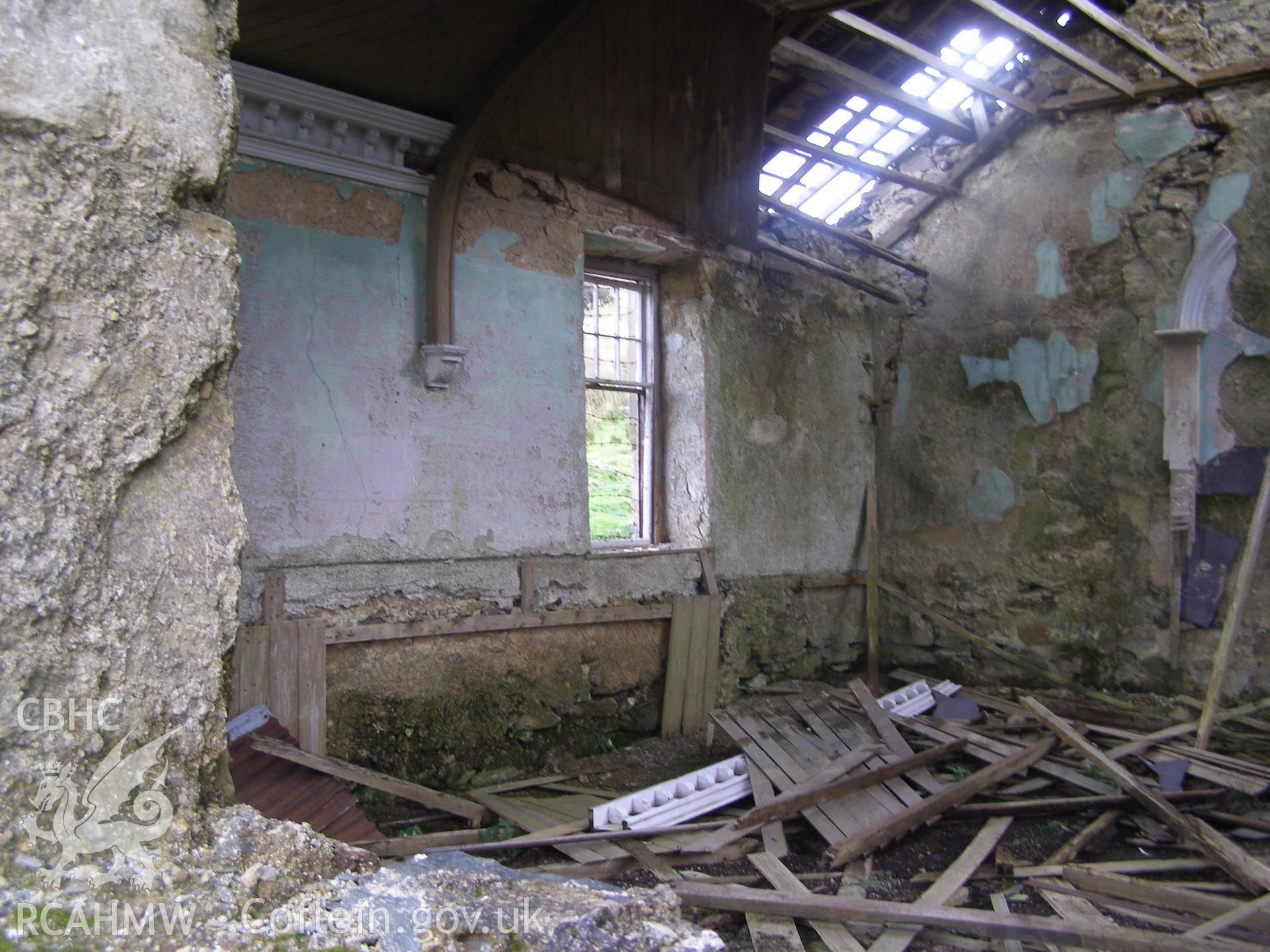 Digital colour photograph of Hebron Chapel (Calvanistic Methodist) Gwaen Cwm Brwynog taken on 09/10/2007 by P.J. Schofield during the Snowdon North West Upland Survey undertaken by Oxford Archaeology North.
