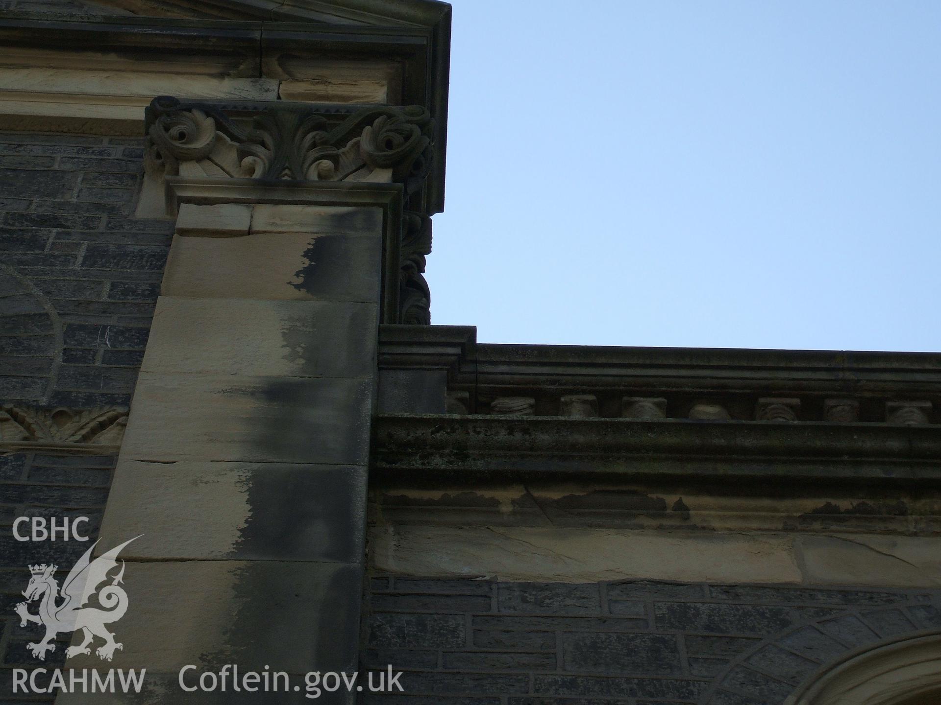 Colour digital photograph showing part of the front exterior of Tabernacle Chapel, Aberystwyth.