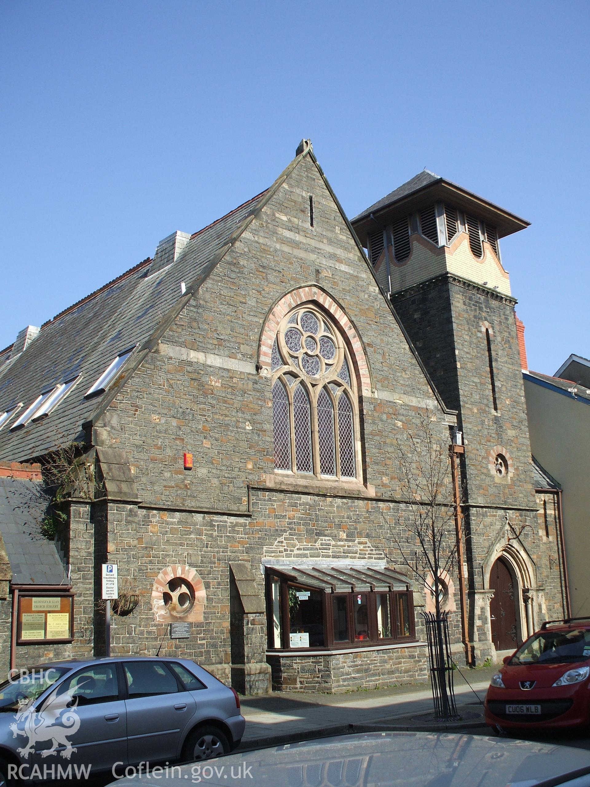 Colour digital photograph showing the front exterior of the former Portland Street English Congregational church, now Church surgery.