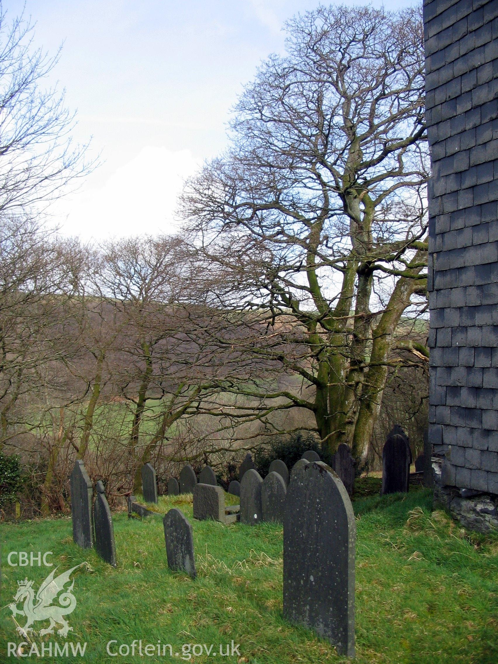 Colour digital photograph showing the graveyard at Salem Welsh Independent Chapel, Trefeurig.