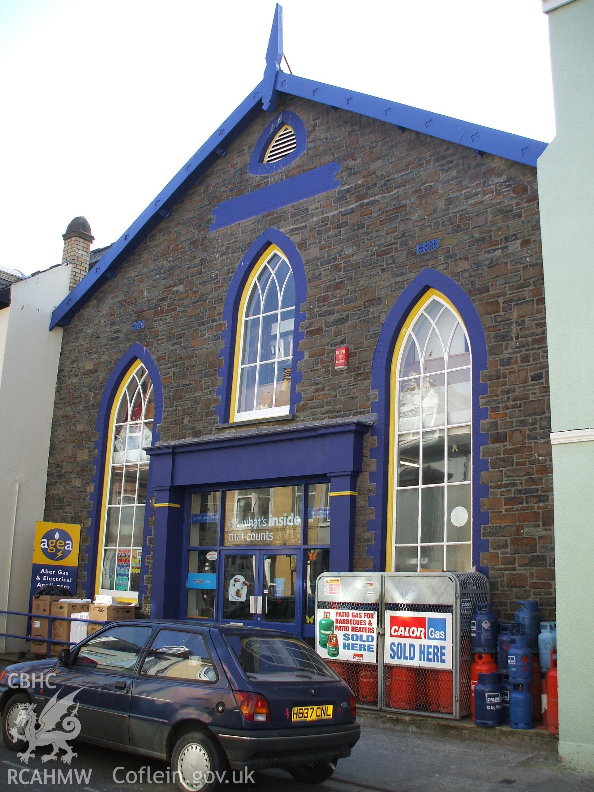 Colour digital photograph showing the front exterior of Siloam Methodist Chapel, Cambrian Street, Aberystwyth.