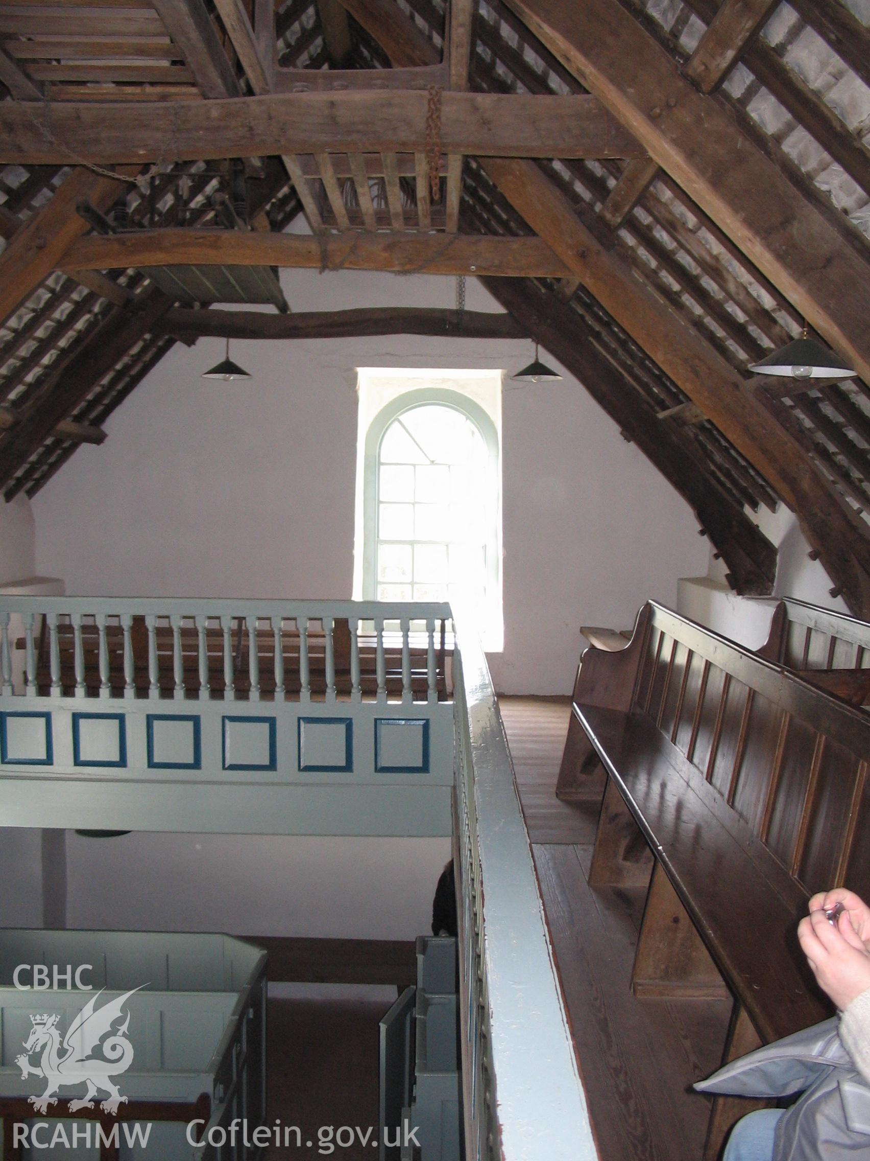 Colour digital photograph showing the interior of the Pen-Rhiw Unitarian Chapel, Welsh Folk Museum, Castle Hill, St. Fagans.