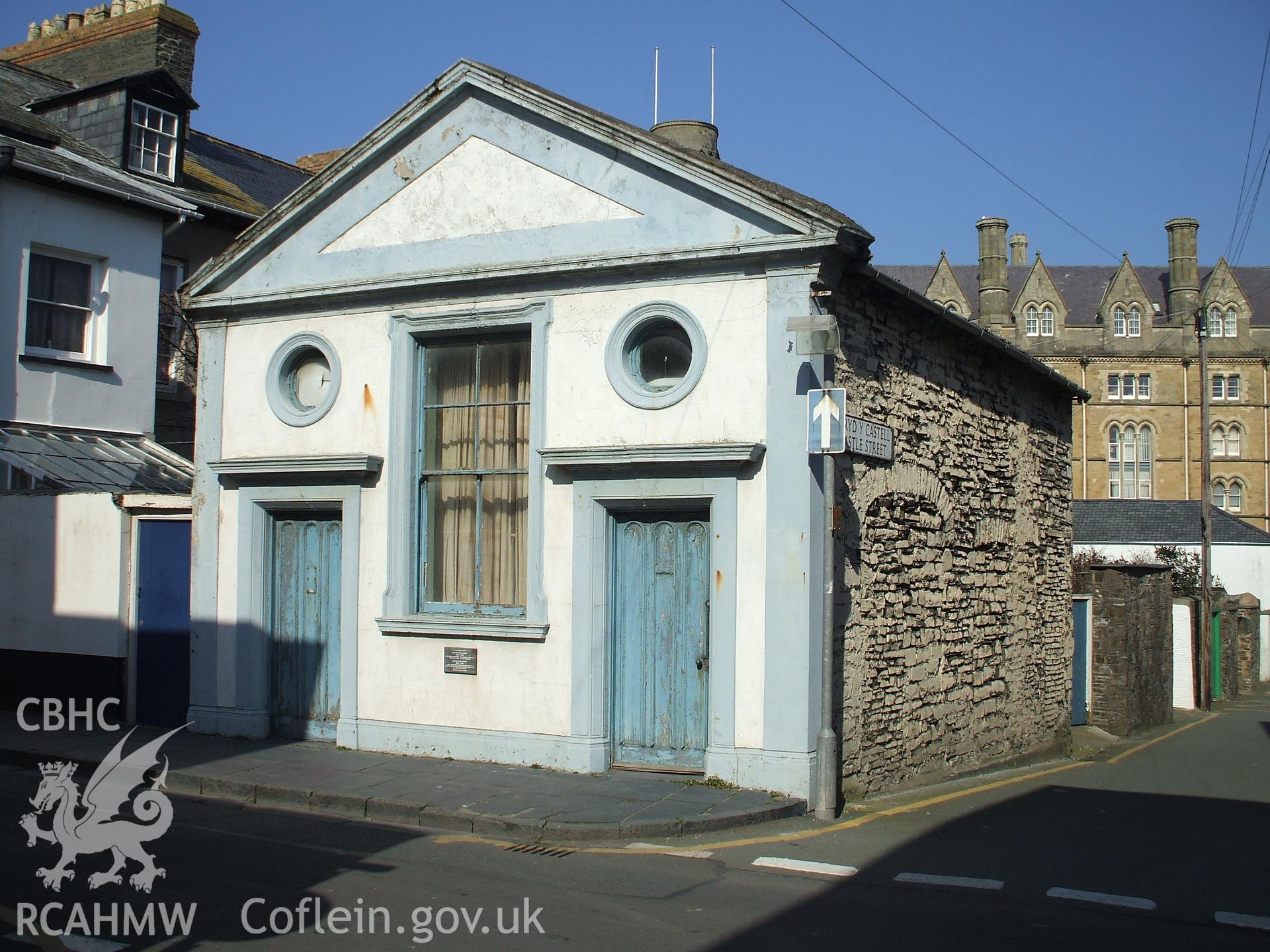Colour digital photograph showing the exterior of the Unitarian Chapel, New Street, Aberystwyth.