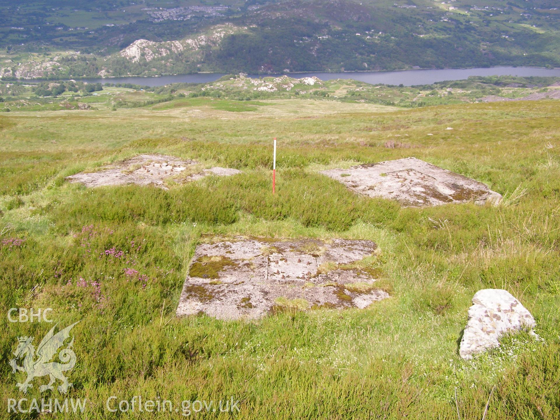 Digital colour photograph of Cefn Du Radio Station, concrete base VI taken on 27/06/2007 by P.J. Schofield during the Snowdon North West Upland Survey undertaken by Oxford Archaeology North.