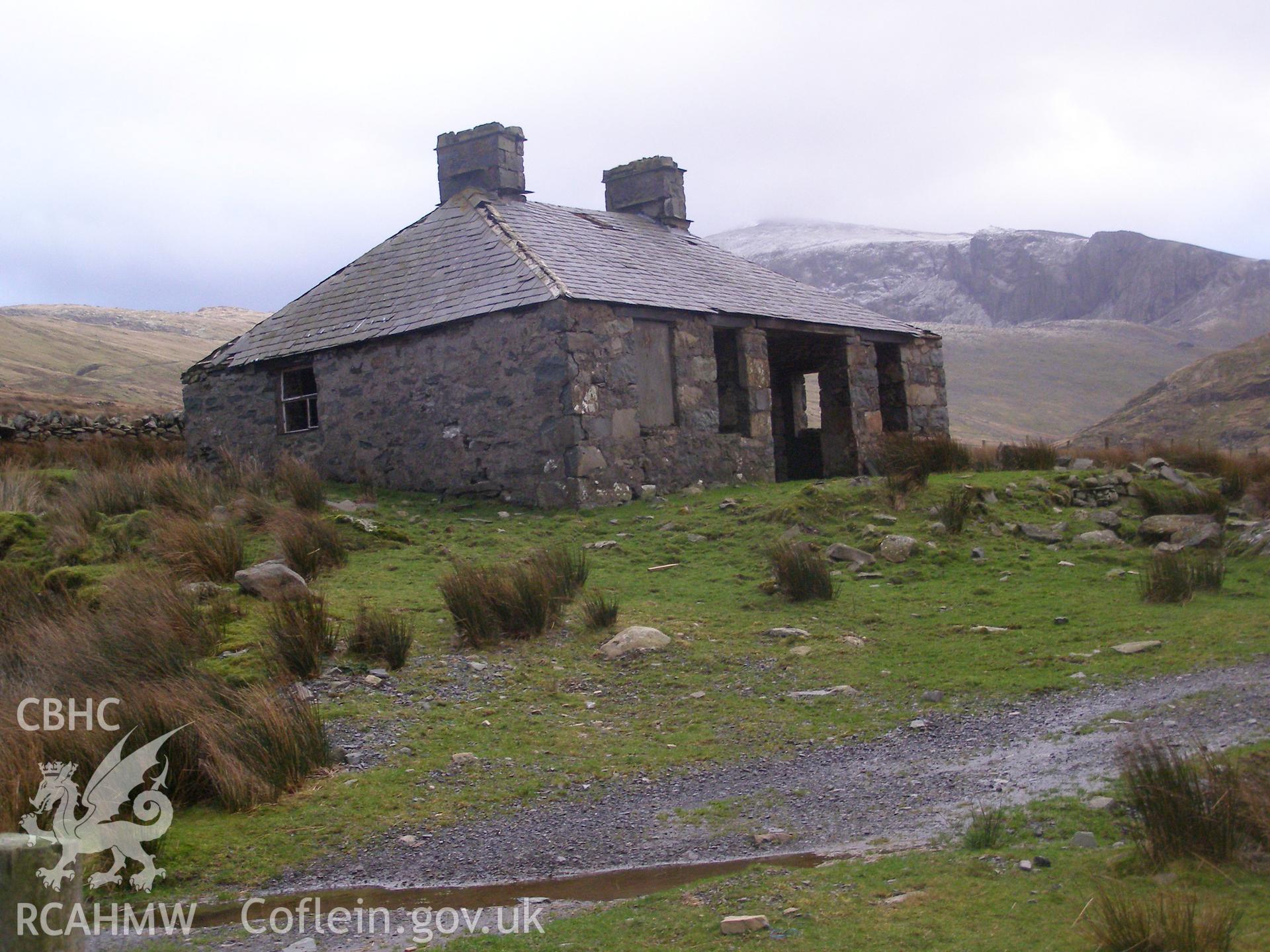 Digital colour photograph of a house at Adwy'r Waun taken on 31/01/2008 by P.J. Schofield during the Snowdon North West Upland Survey undertaken by Oxford Archaeology North.