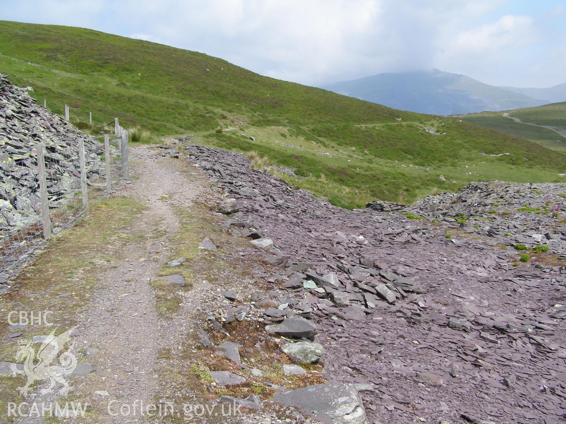 Digital colour photograph of Chwarel Fawr tramway IV taken on 07/06/2007 by P.J. Schofield during the Snowdon North West Upland Survey undertaken by Oxford Archaeology North.