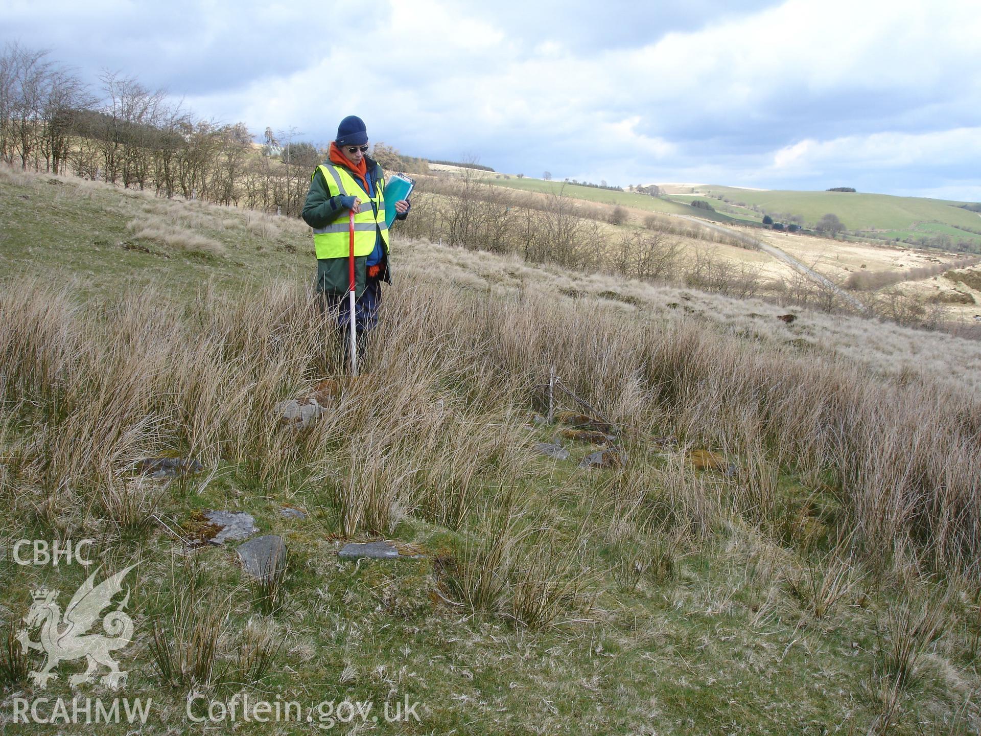 Digital colour photograph of Dolau Gwynion shelter I taken on 08/04/2008 by R.P. Sambrook during the Sennybridge Dry Training Area Upland Survey undertaken by Trysor.