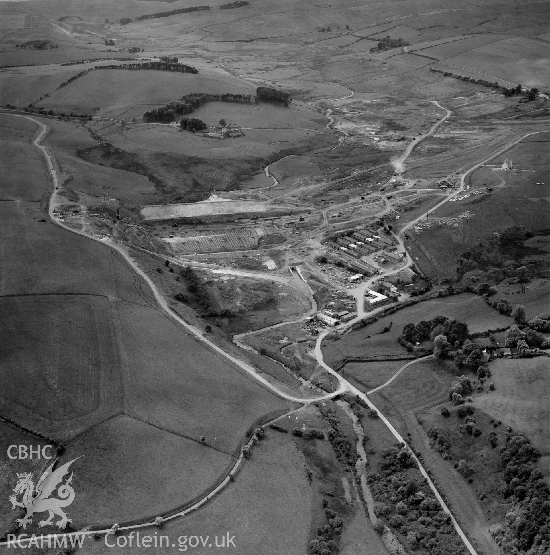 View of site during the construction of Usk Reservoir