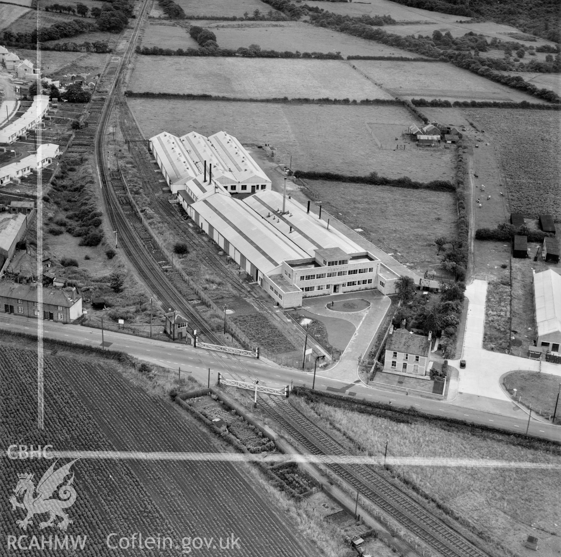 View of factories and housing near Talbot Green, including temporary prefab housing