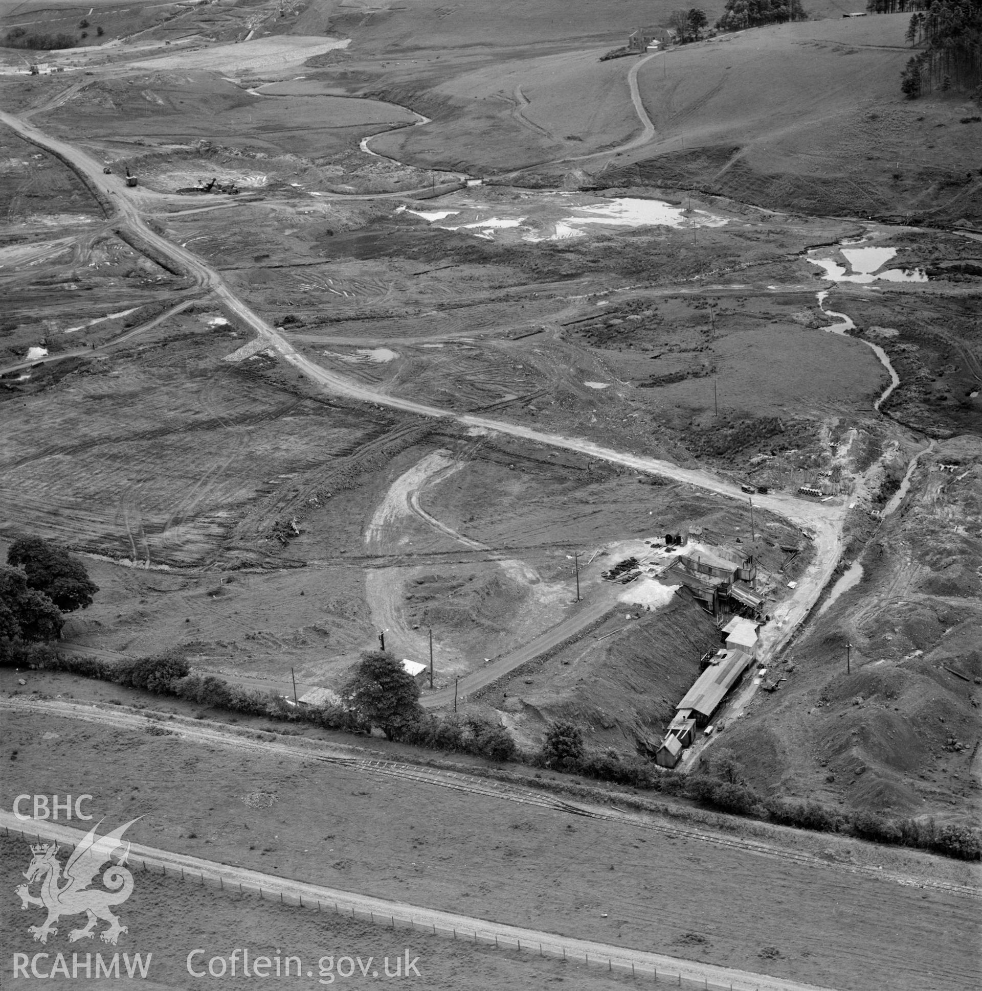 View of site during the construction of Usk Reservoir