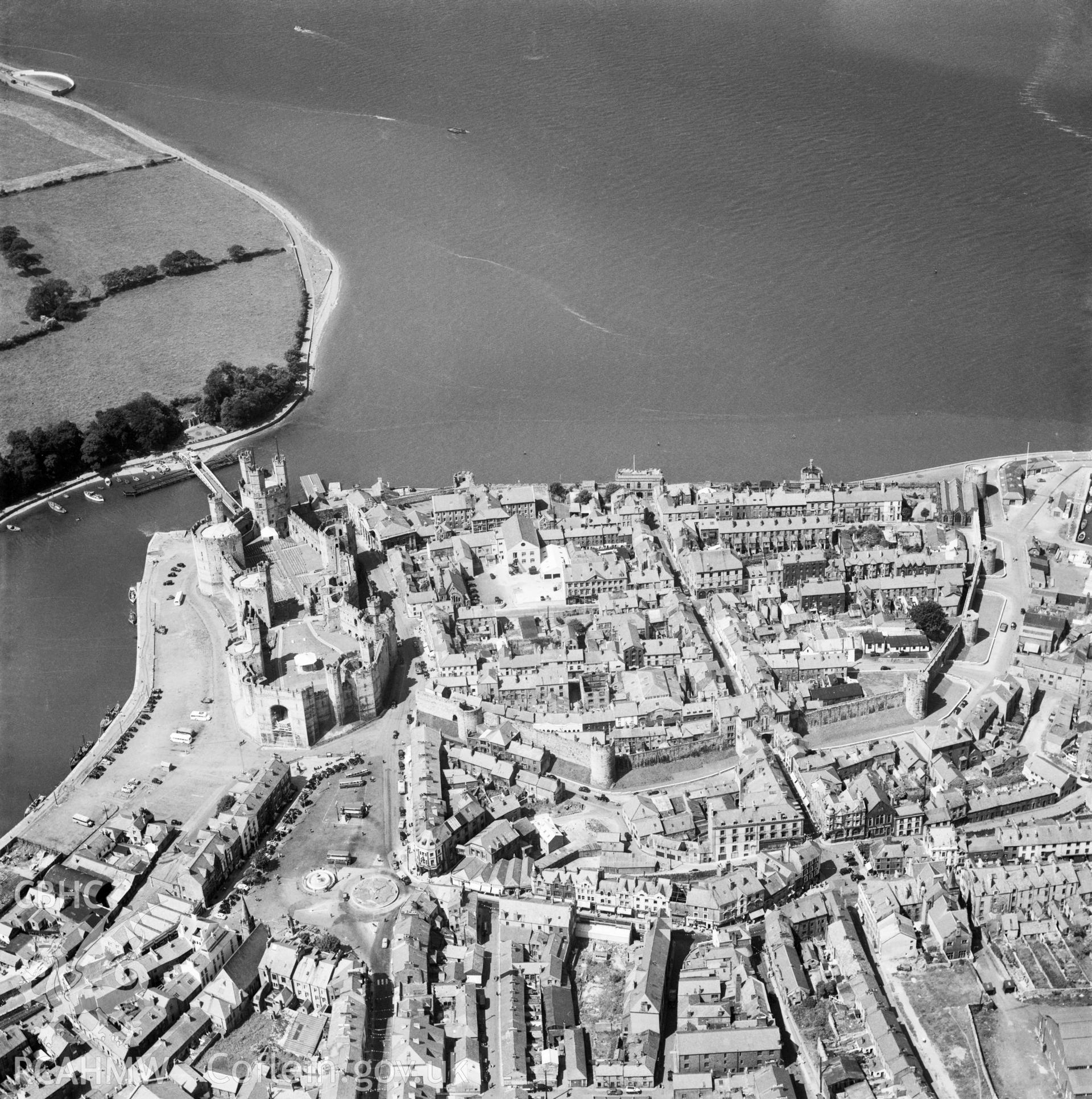View of Caernarfon showing castle