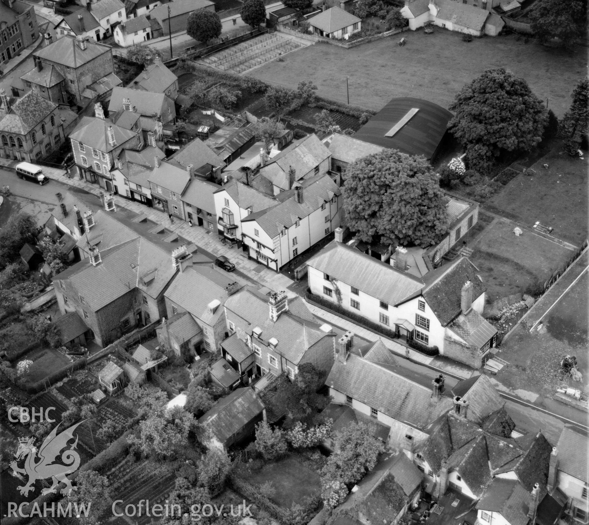 View of Knighton showing the Swan Hotel
