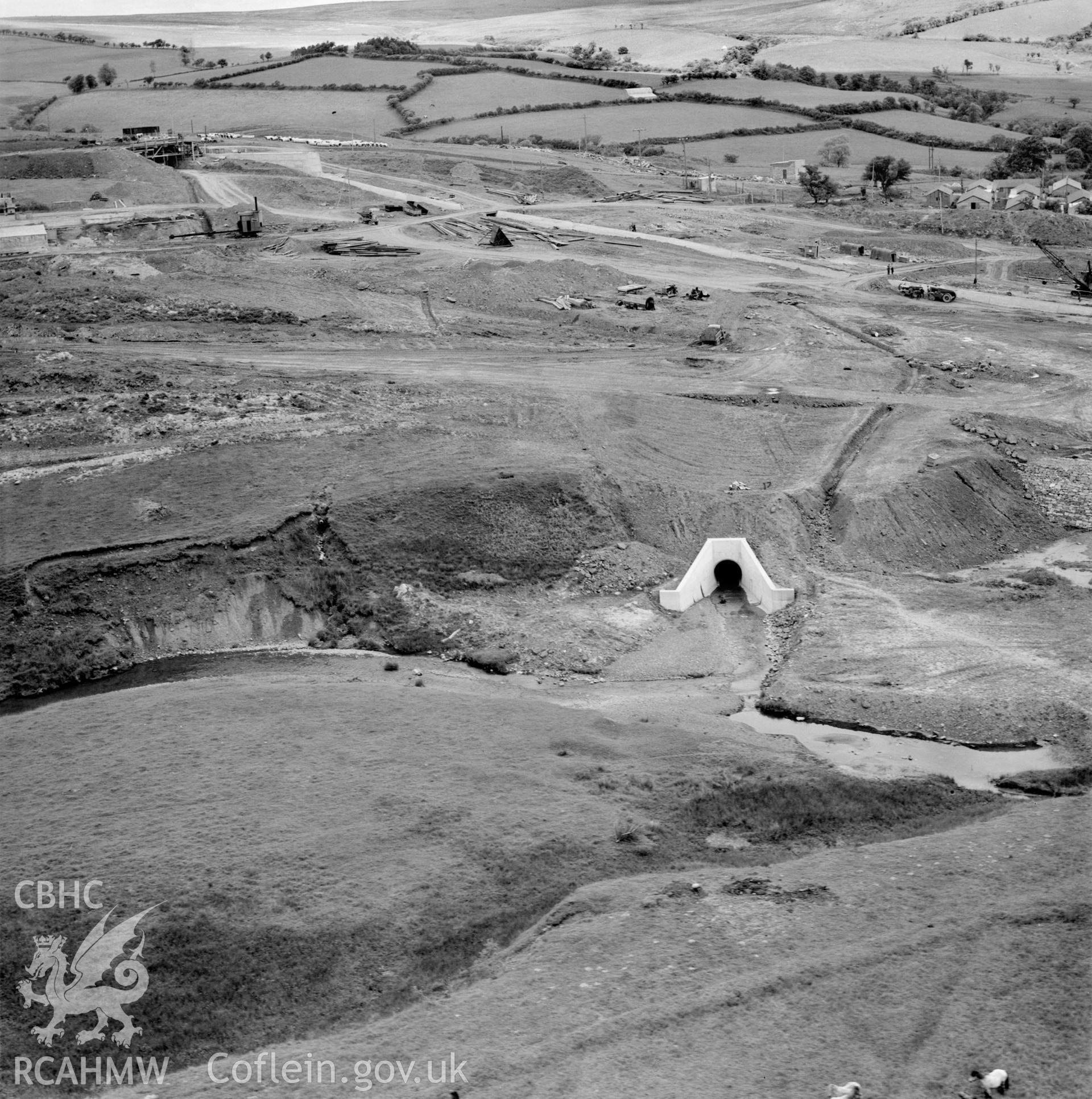 View of site during the construction of Usk Reservoir