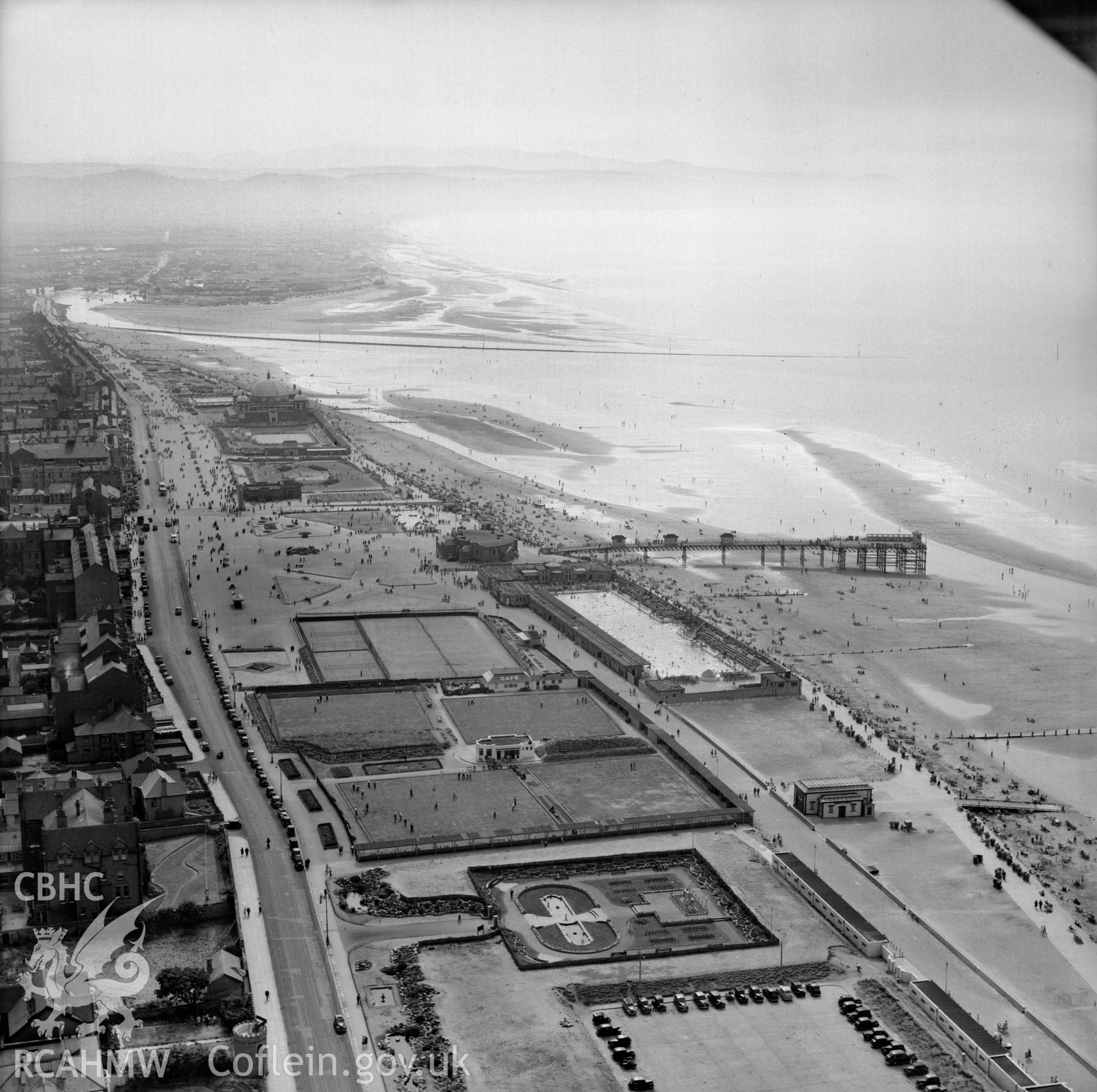 View of Rhyl showing promenade gardens, swimming pool and pier