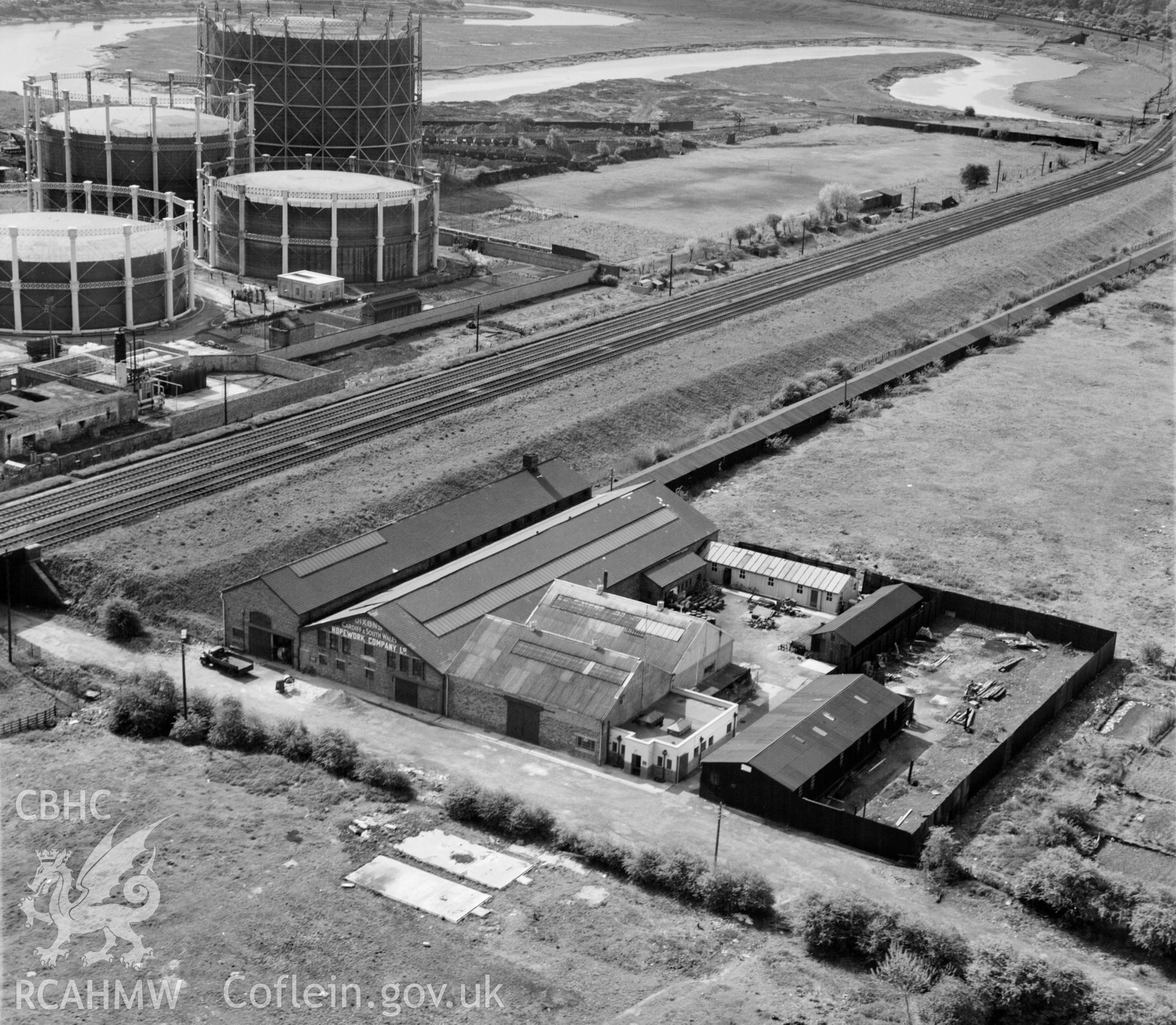 View of Dixon's Ropeworks, Penarth, also showing Ferry Road Gasworks