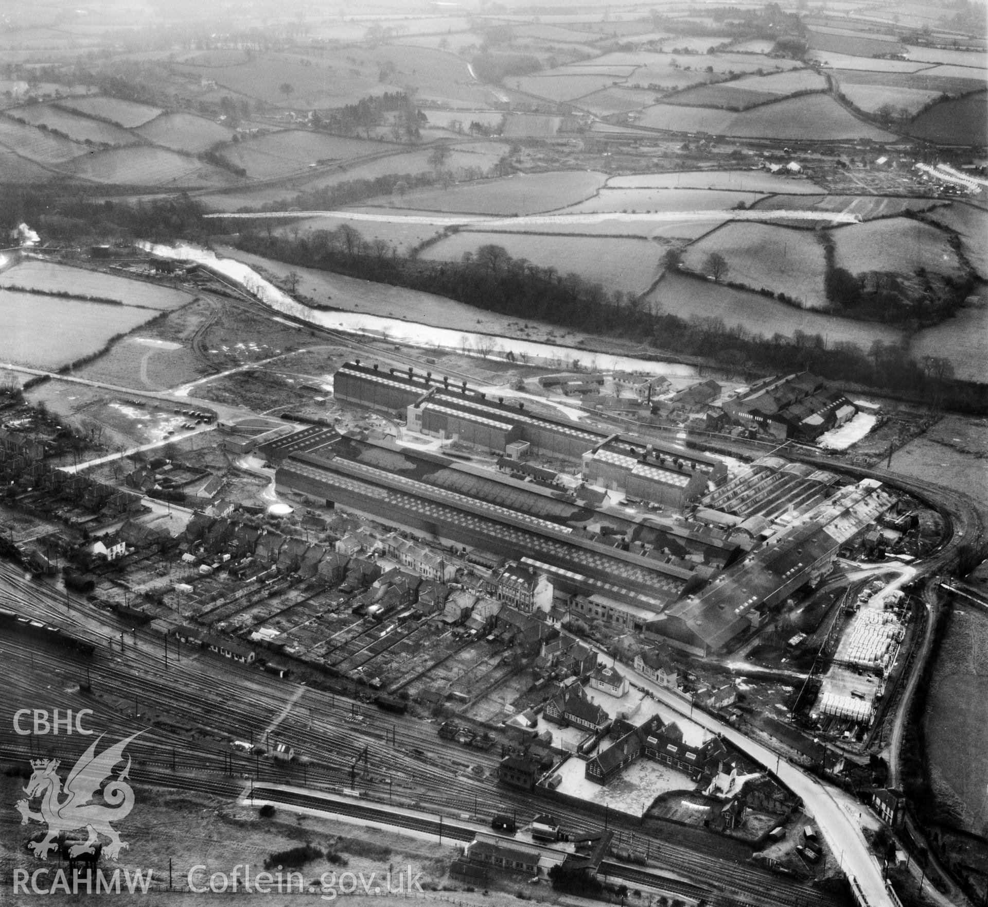 View of Northern Aluminium Company works, Rogerstone, showing camoflaged roofs