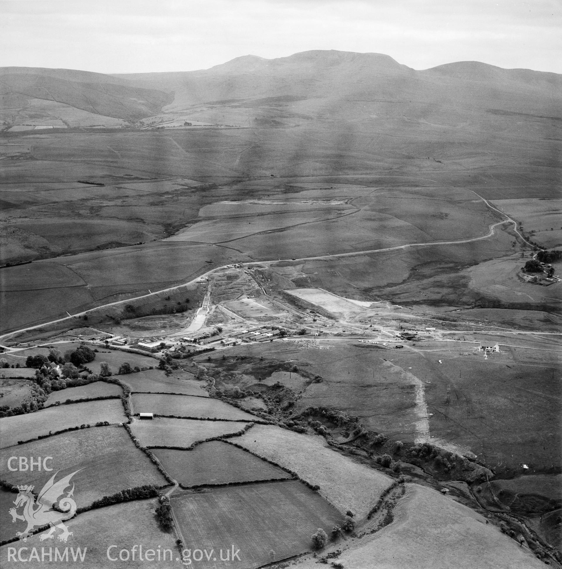View of site during the construction of Usk Reservoir