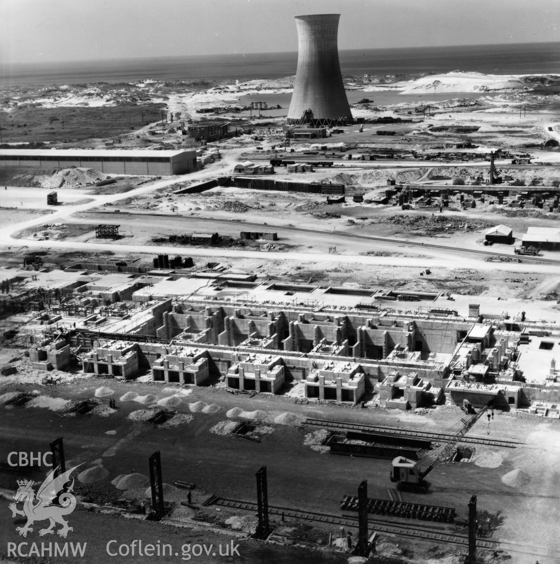 View of Abbey Steelworks, Port Talbot, under construction. Oblique aerial photograph, 5?" cut roll film.