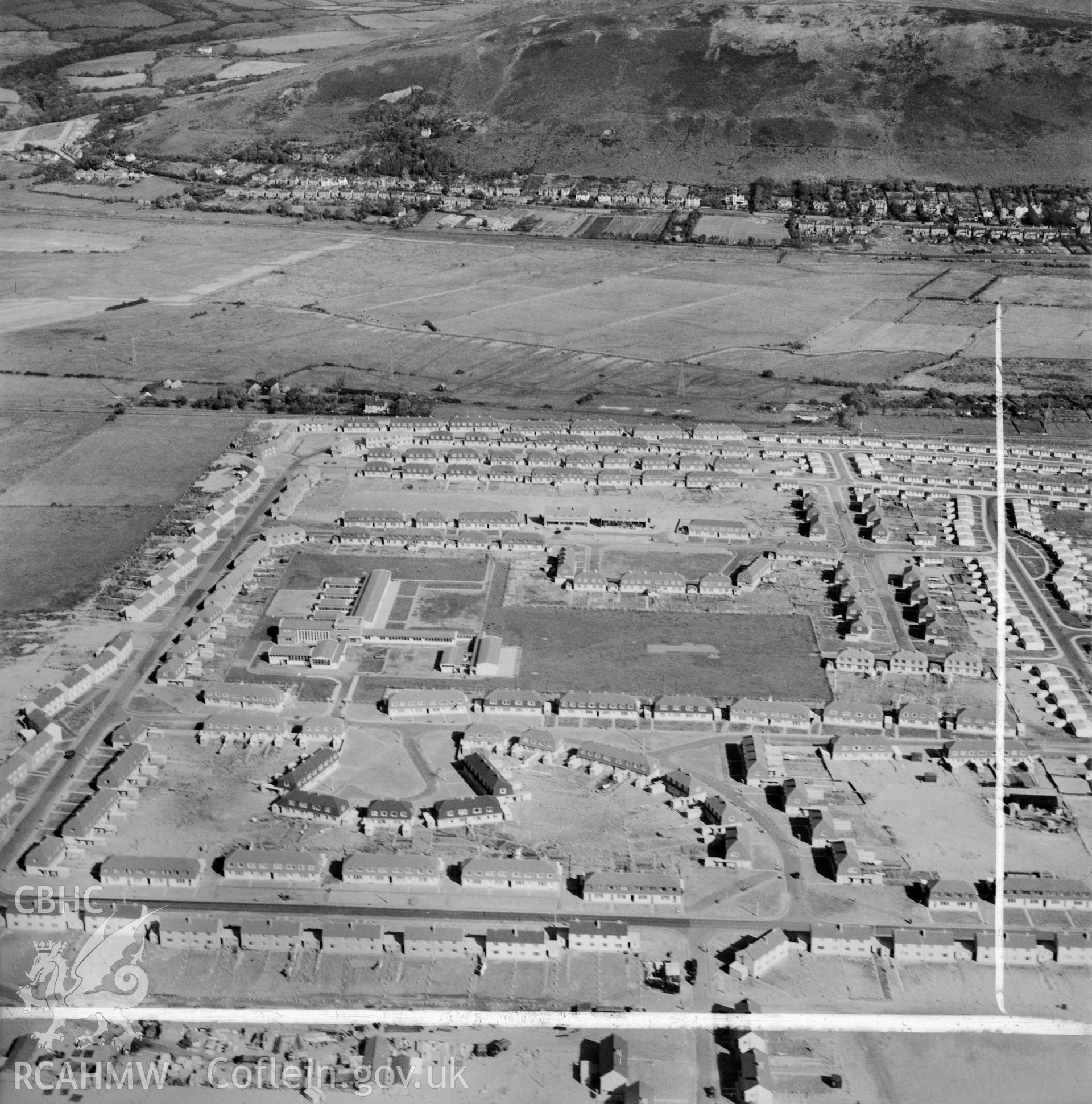 View of newly-built housing at the Sandsfield Estate, Aberavon, showing the Comprehensive School