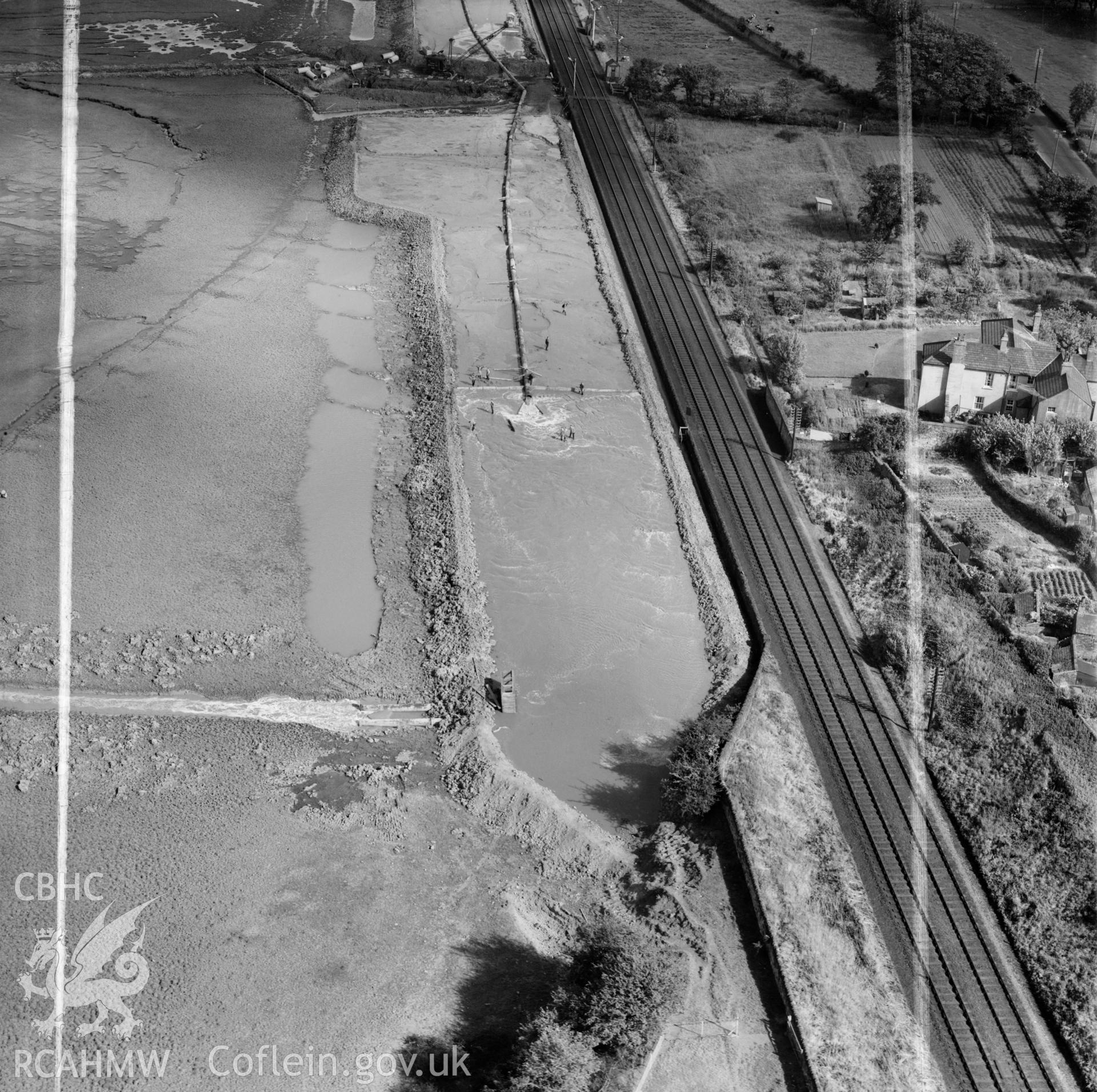 View of dredging work (shows men at work), for Shotton Steelworks commissioned by the Westminster Dredging Co. Ltd