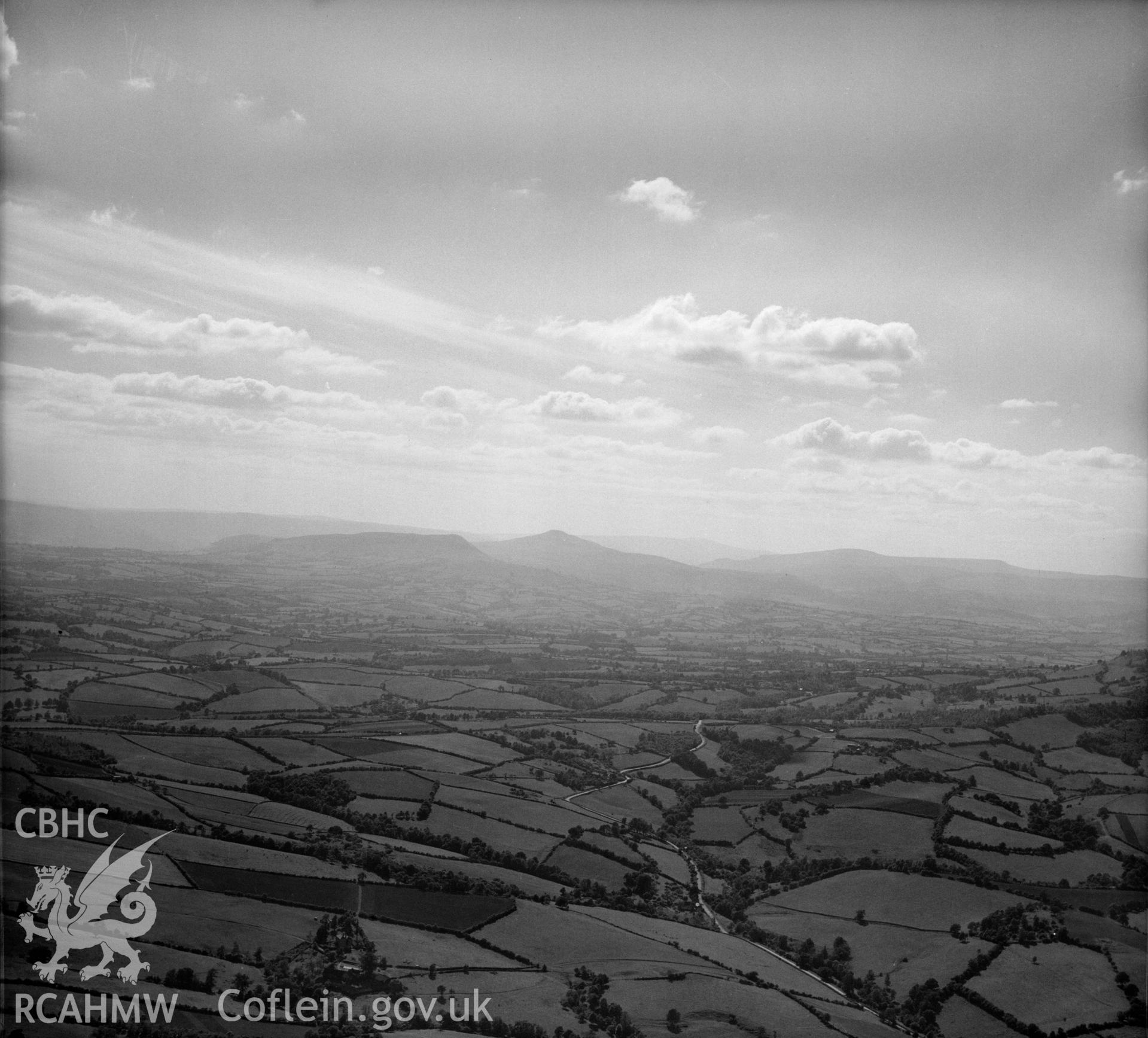 View west of Monmouth looking North West from Llangynidr to Brecon on River Usk