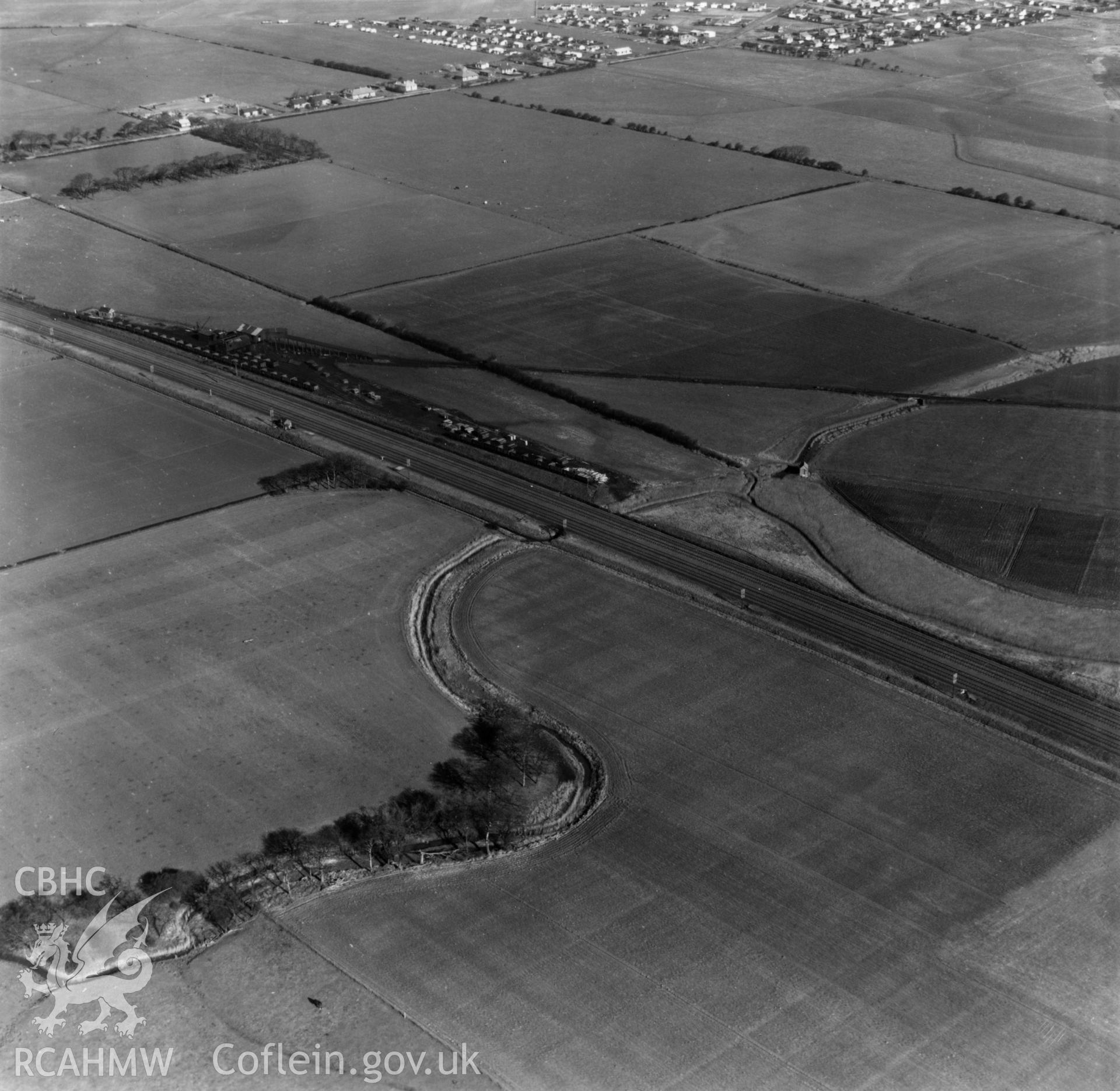 View of the Chester & Holyhead railway at Talacre. Oblique aerial photograph, 5?" cut roll film.