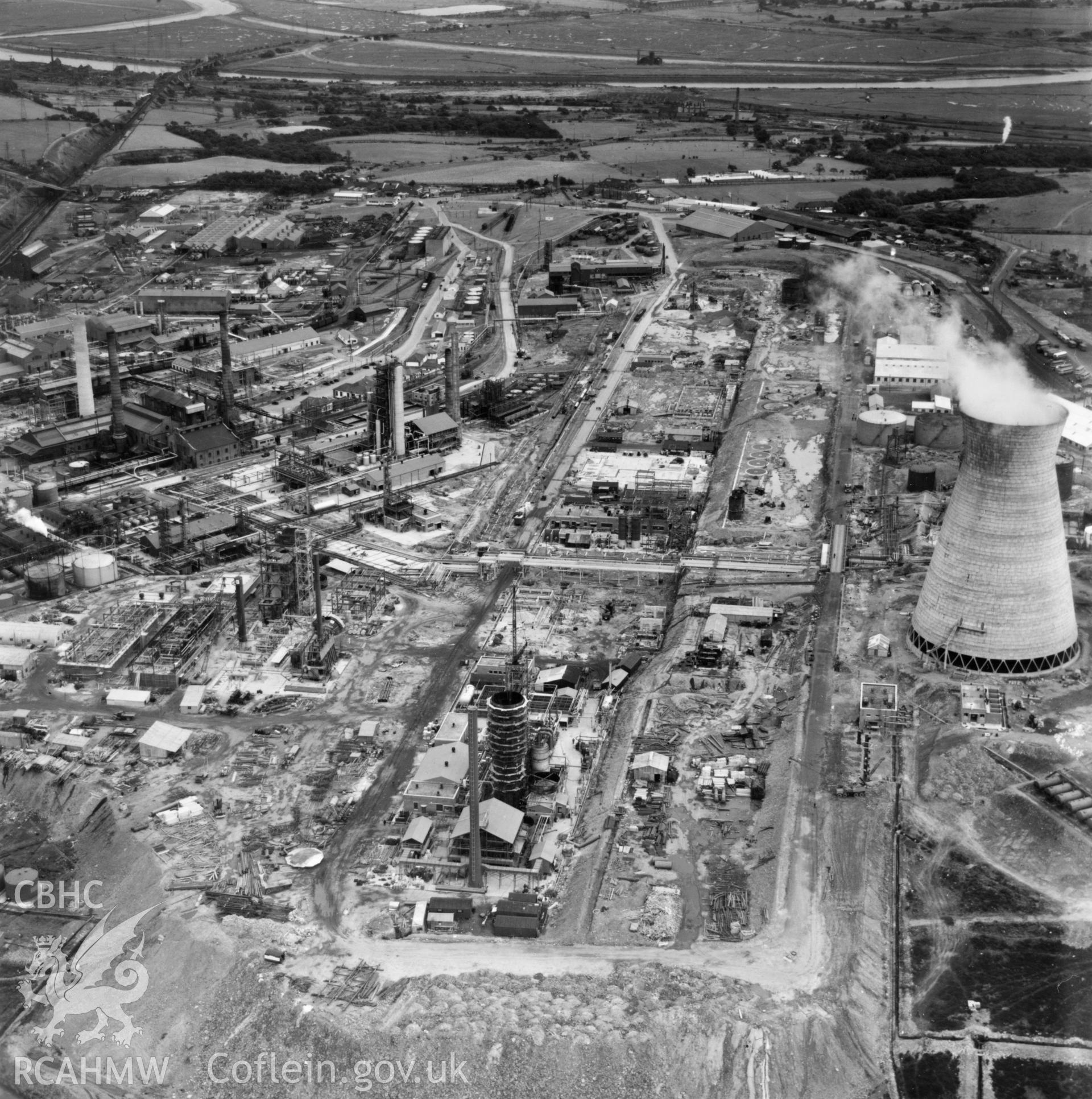 General view of the National Oil Refinery, Llandarcy. Oblique aerial photograph, 5?" cut roll film.