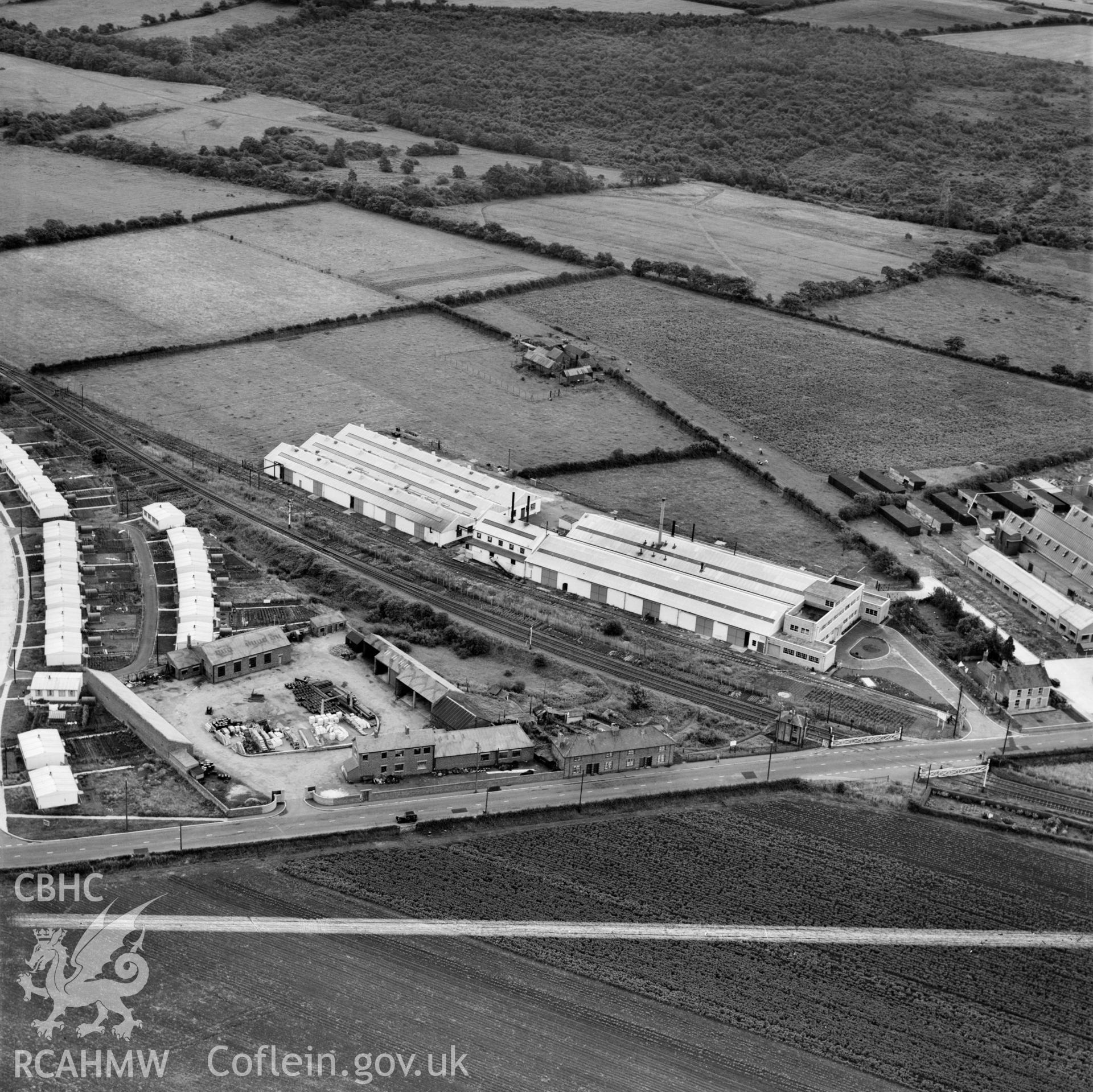 View of factories and housing near Talbot Green, including temporary prefab housing