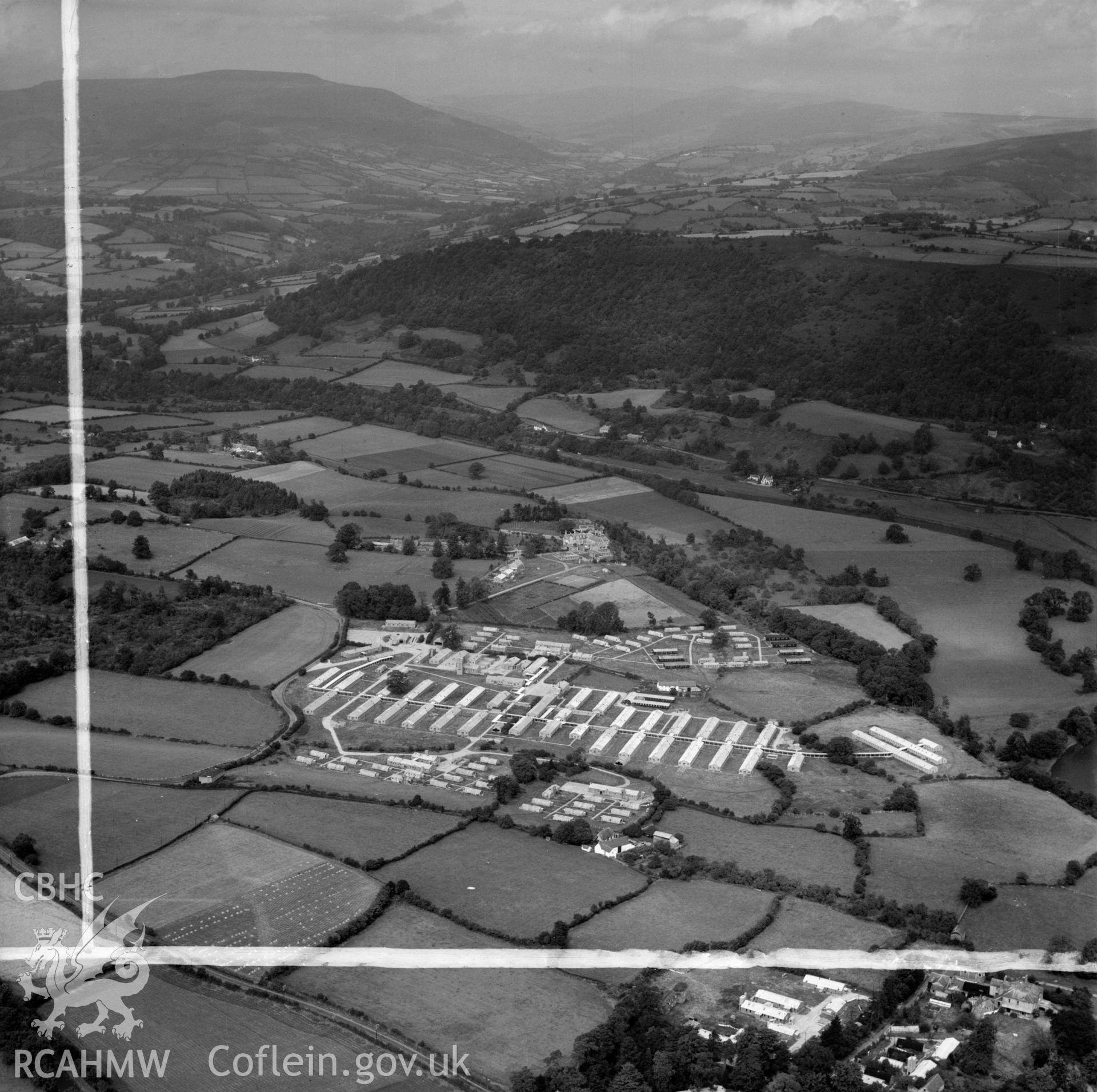 View of Govilon US Army hospital while in use as post-war temporary civilian housing