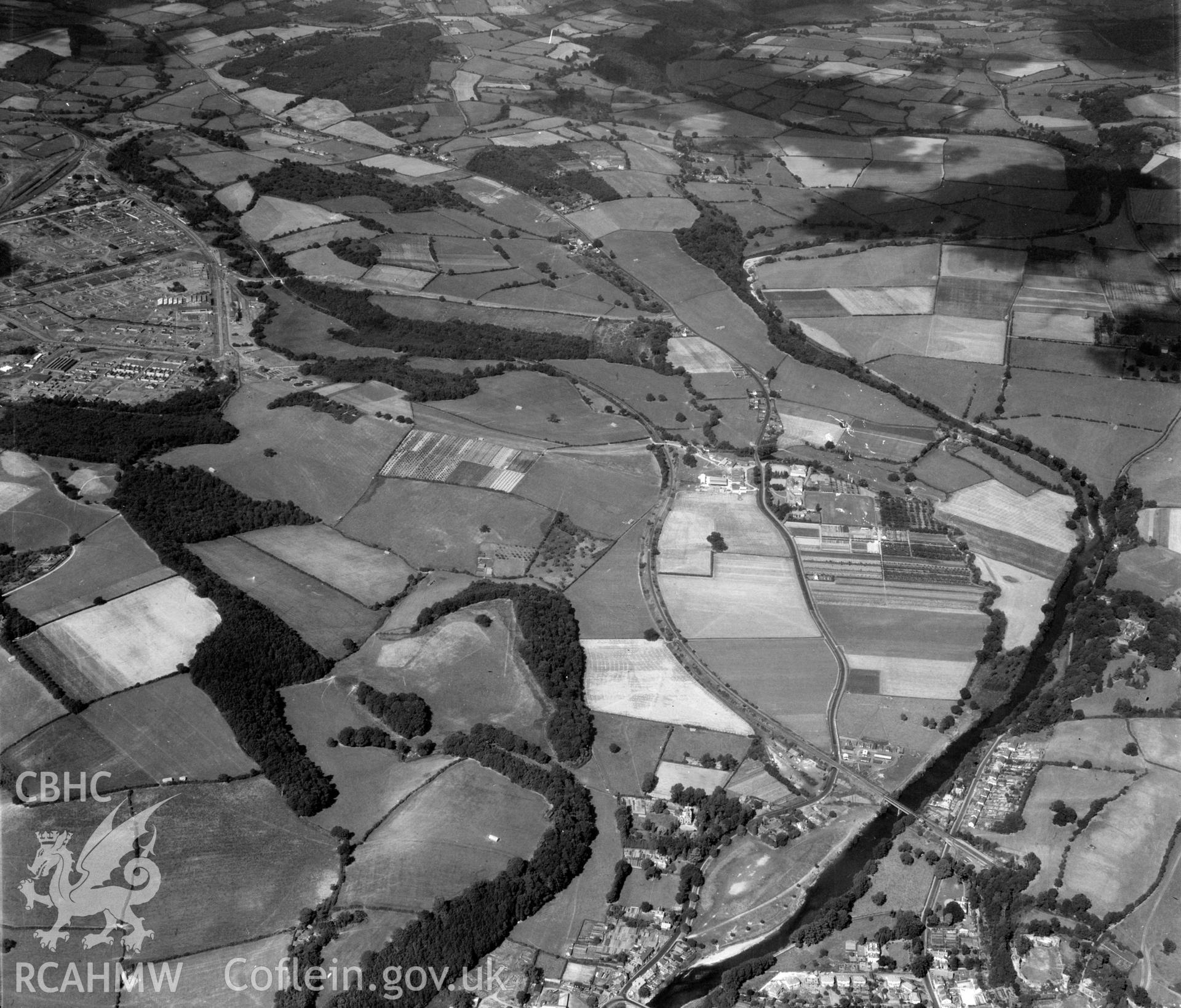 Distant view of Usk showing Glascoed Ordnance factory