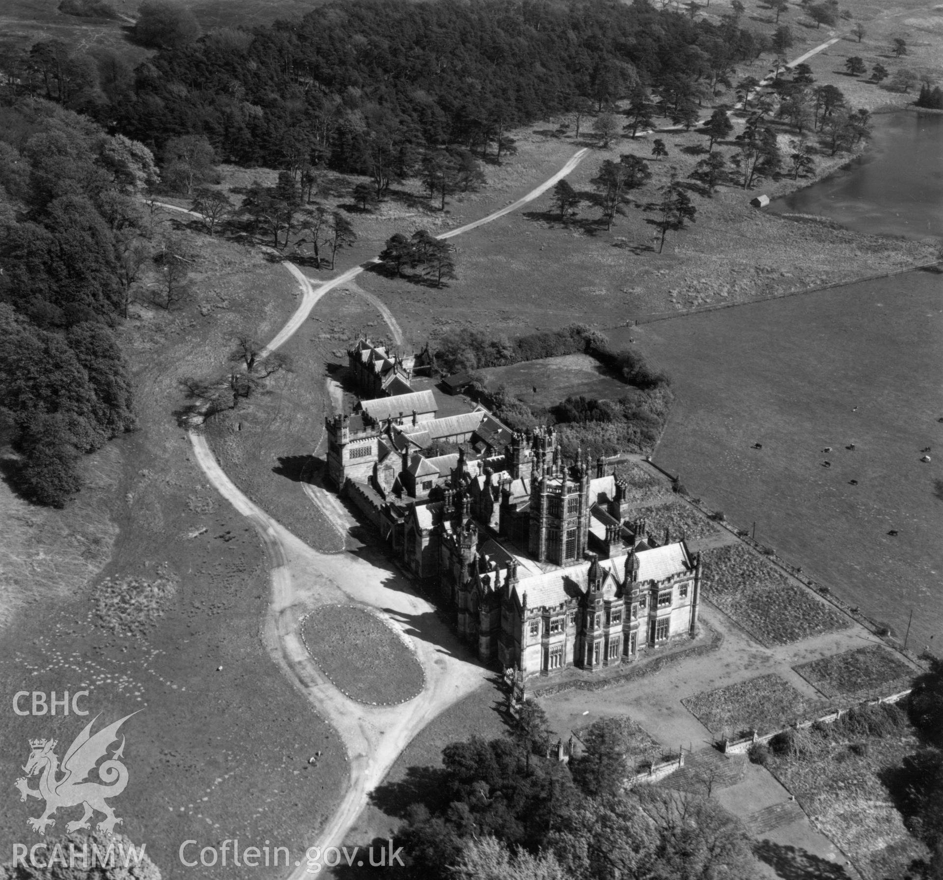 View of Margam Castle. Oblique aerial photograph, 5?" cut roll film.