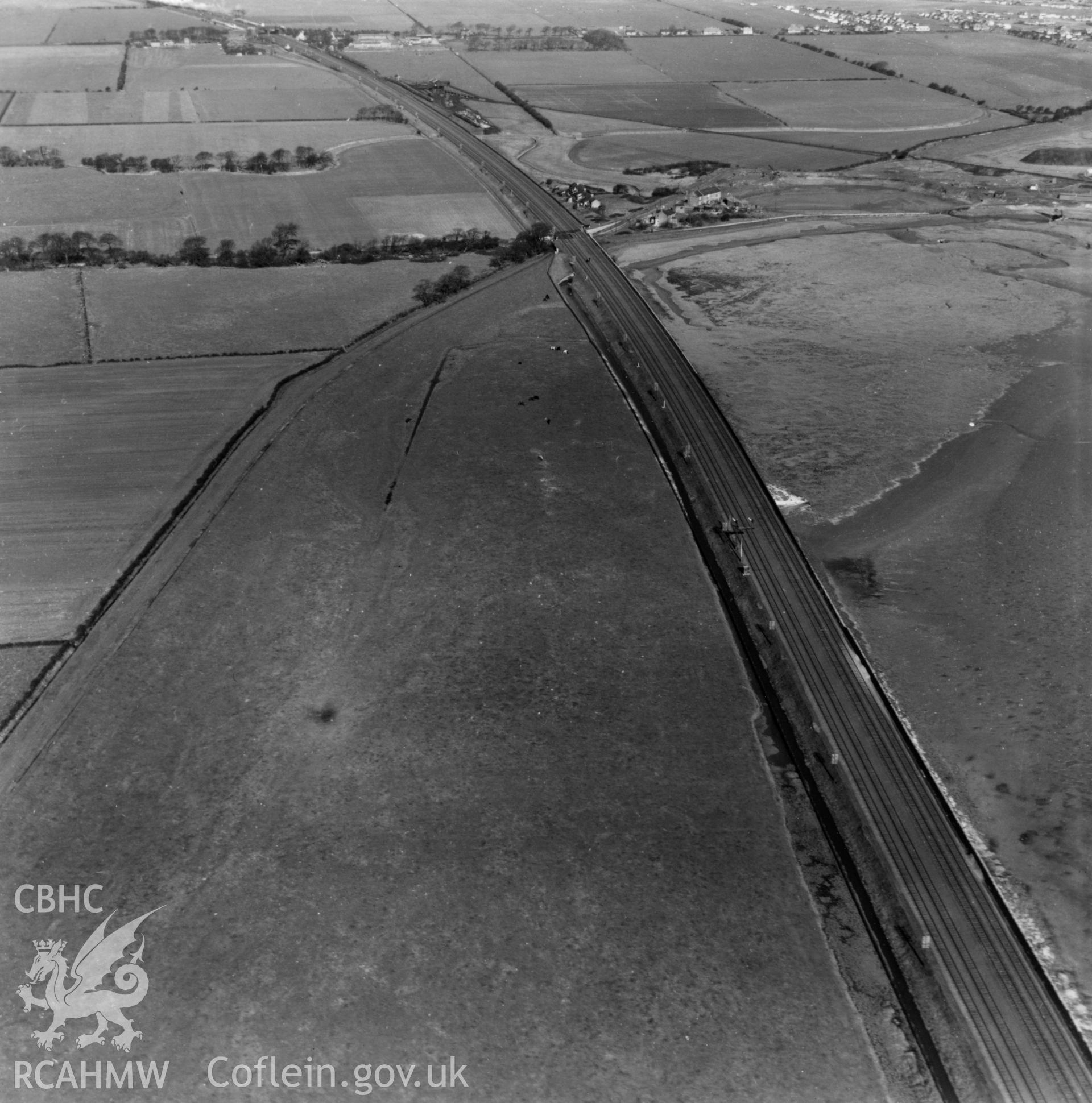 View of the Chester & Holyhead railway at Talacre. Oblique aerial photograph, 5?" cut roll film.