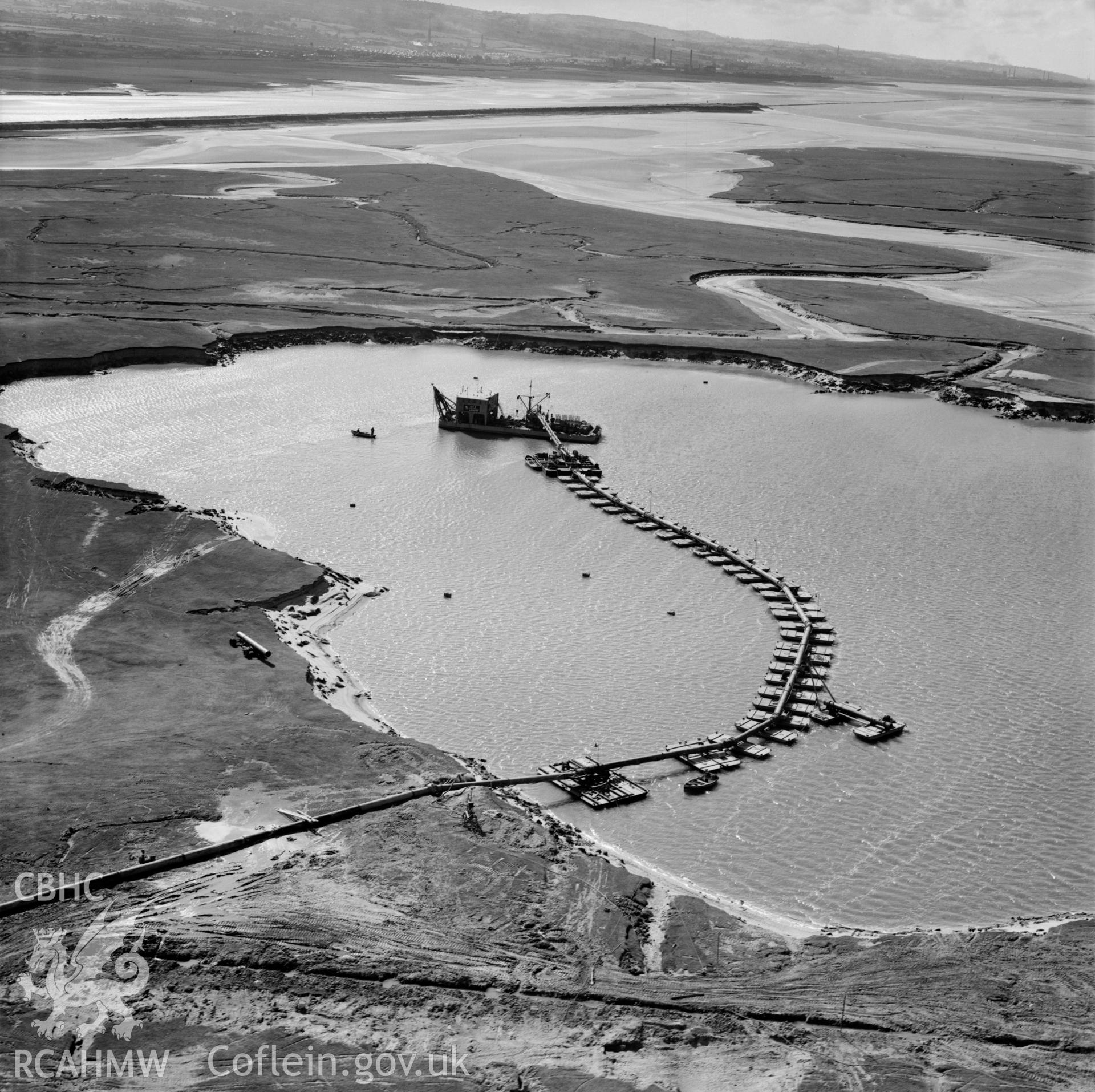 View of dredging work for Shotton Steelworks commissioned by the Westminster Dredging Co. Ltd