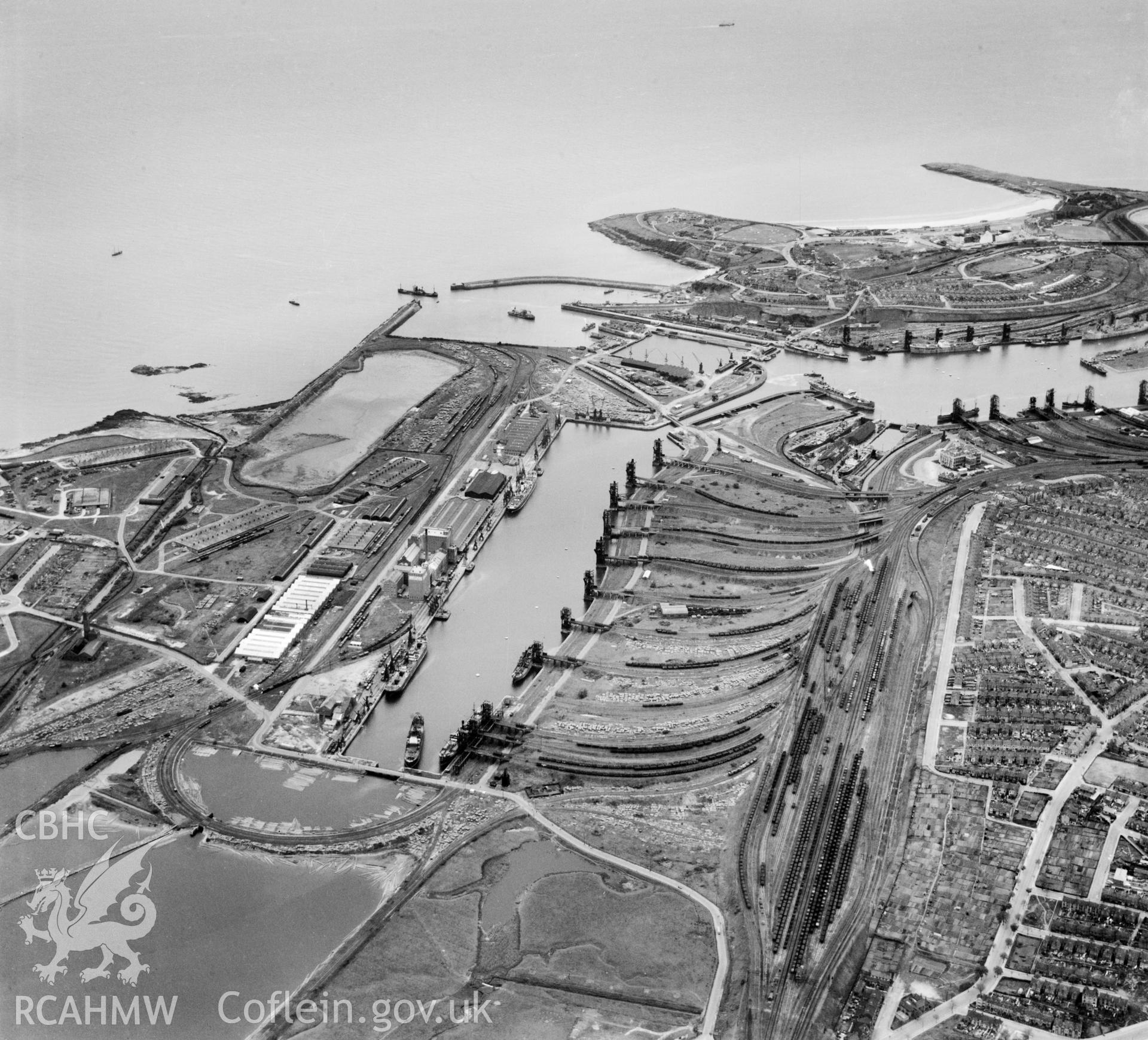 General view of Barry showing docks