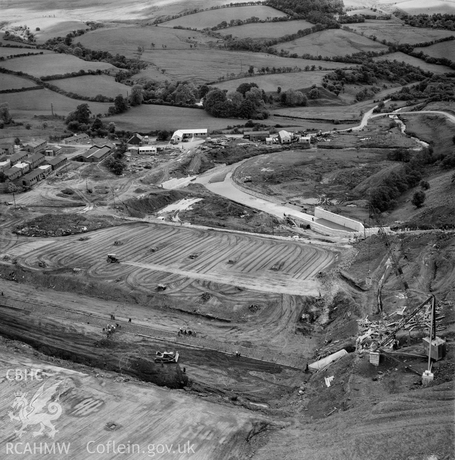 View of site during the construction of Usk Reservoir