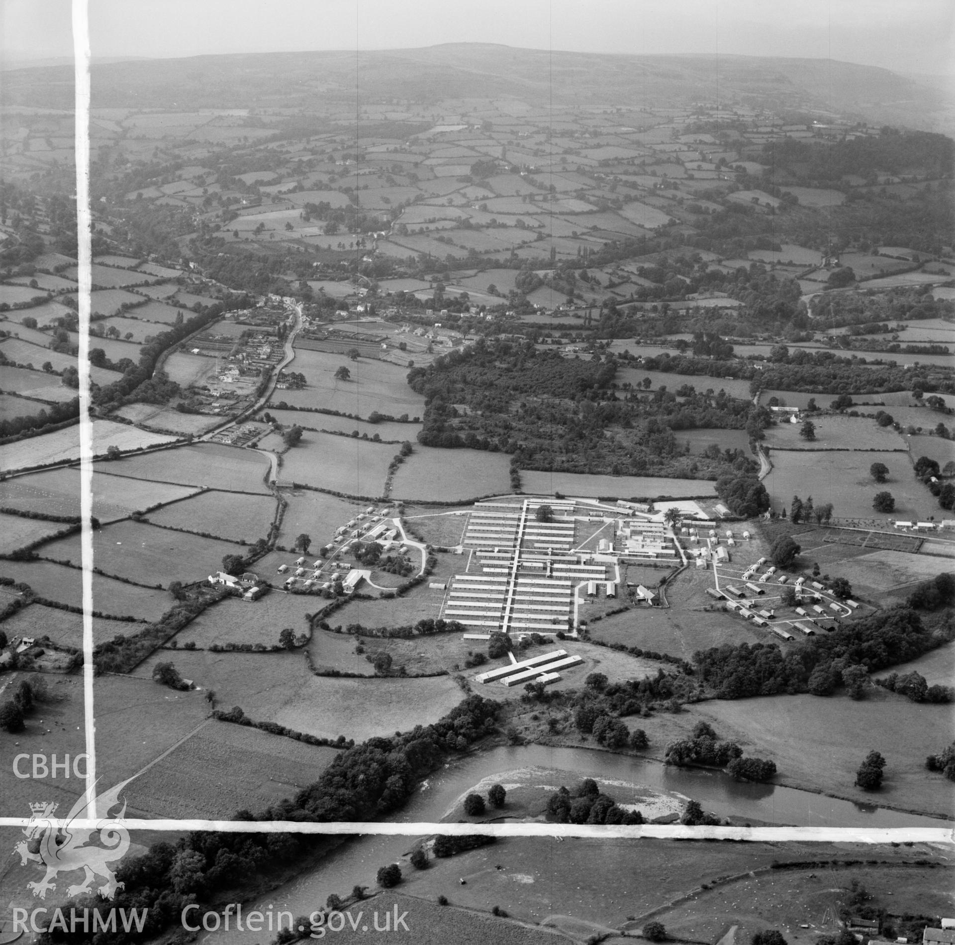 View of Govilon US Army hospital while in use as post-war temporary civilian housing